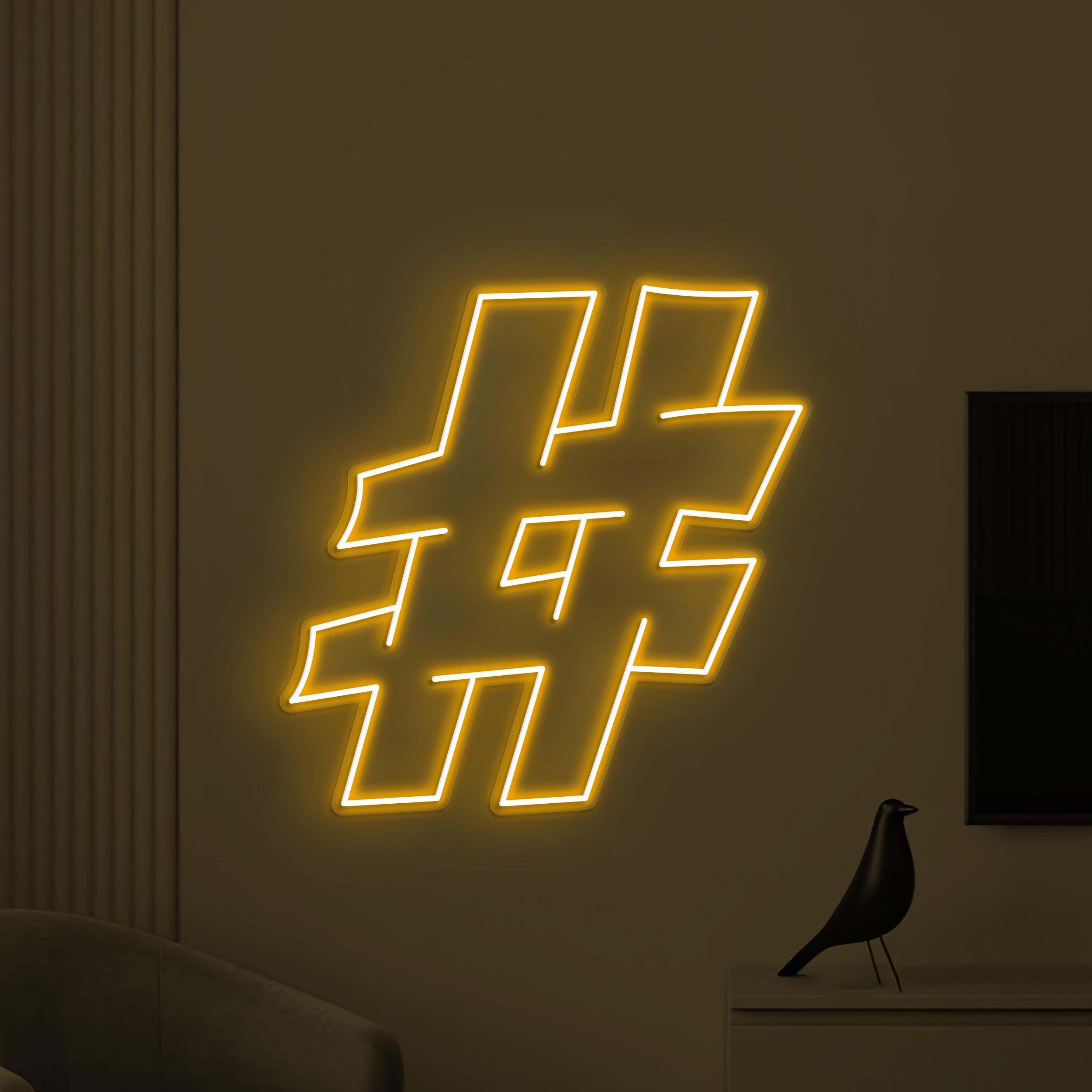 Hashtag Neon Sign, Hashtag LED Light, Social Media Wall Decor, Socialite Neon Art, Personalized Sign, Office Neon Light, Trending Now Sign