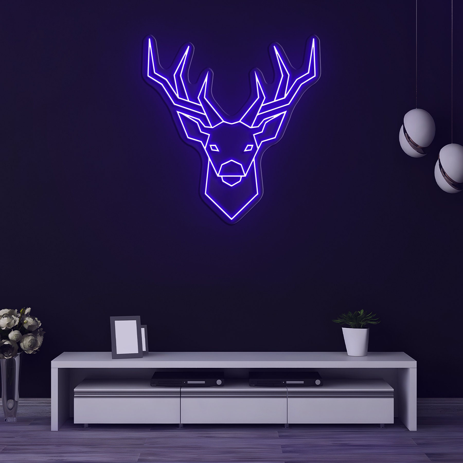 Geometric Deer Neon Sign, Deer Head LED Light, Deer Wall Art, Deer Neon Art Sign, Home Decor, Wall Decor for Living Room, Bedroom, Man Cave