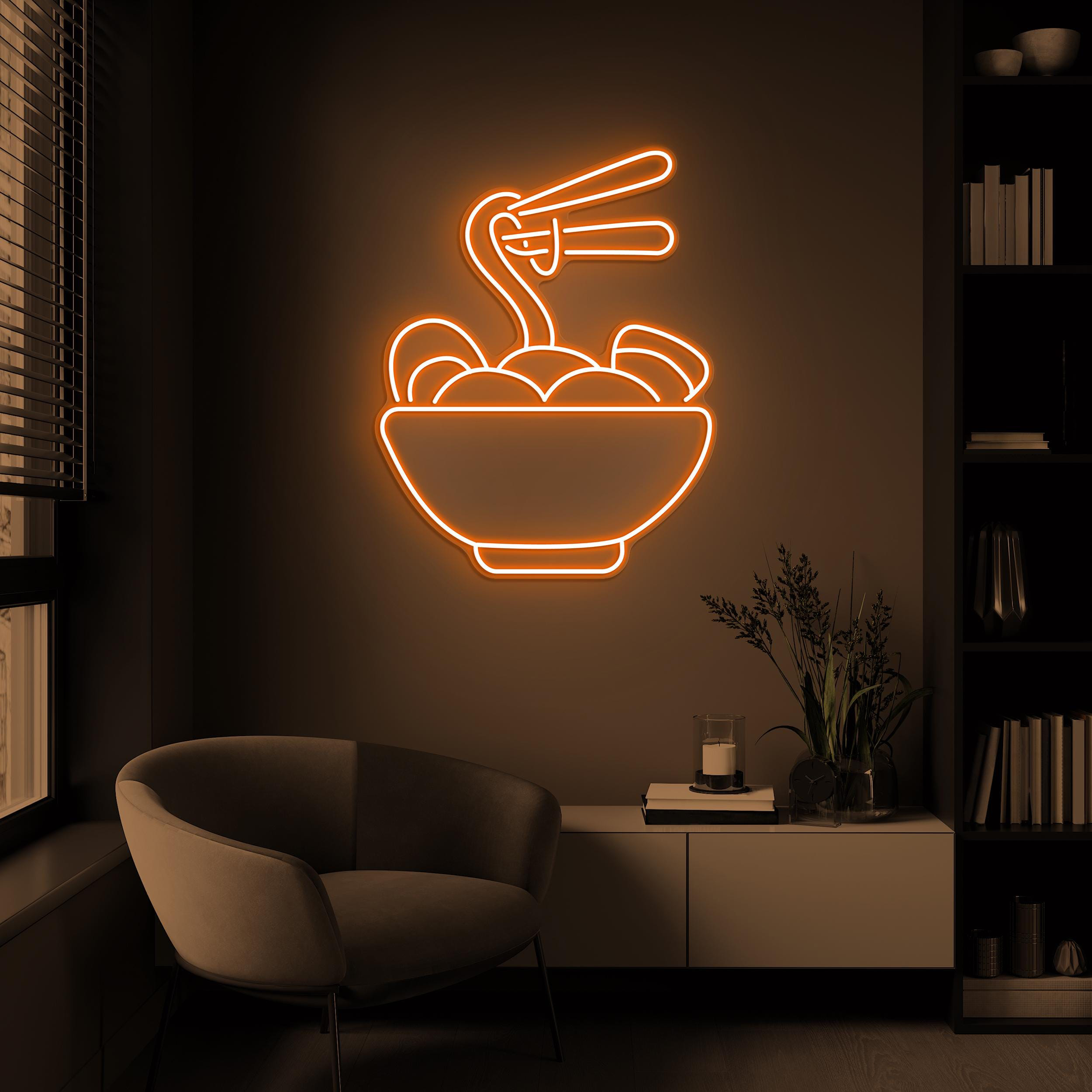 Ramen Bowl Neon Sign, Ramen Bowl LED Light, Ramen Noodles Bowl Wall Art, Ramen Lover Gift, Kitchen & Restaurant Wall Decor, Noodle LED Sign