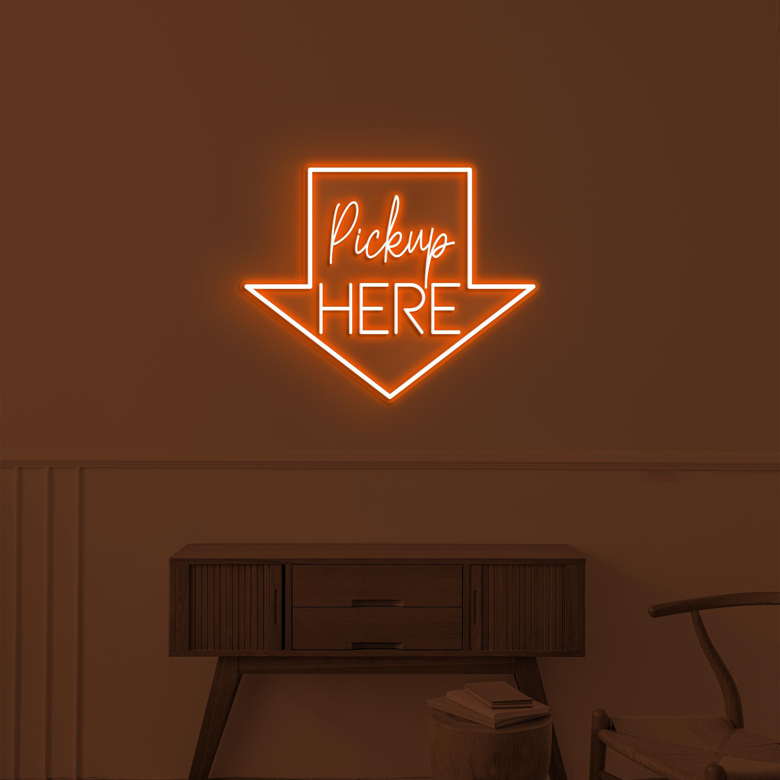Pickup Here Neon Sign, Pickup Here LED Light, Arrow LED Sign, Pickup Here Art, Store, Food Shop, Cafe Decor, Restaurant Sign, Business Logo