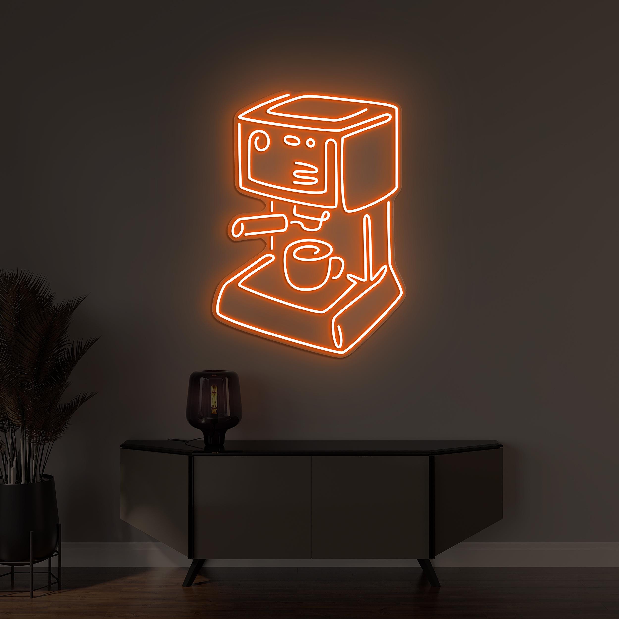 Coffee Machine Neon Sign, Coffee Machine Led Light, Coffee Shop Wall Décor, Cafe Neon Art, Coffee Lover Decor, Led Wall Decor, Bar Neon Art