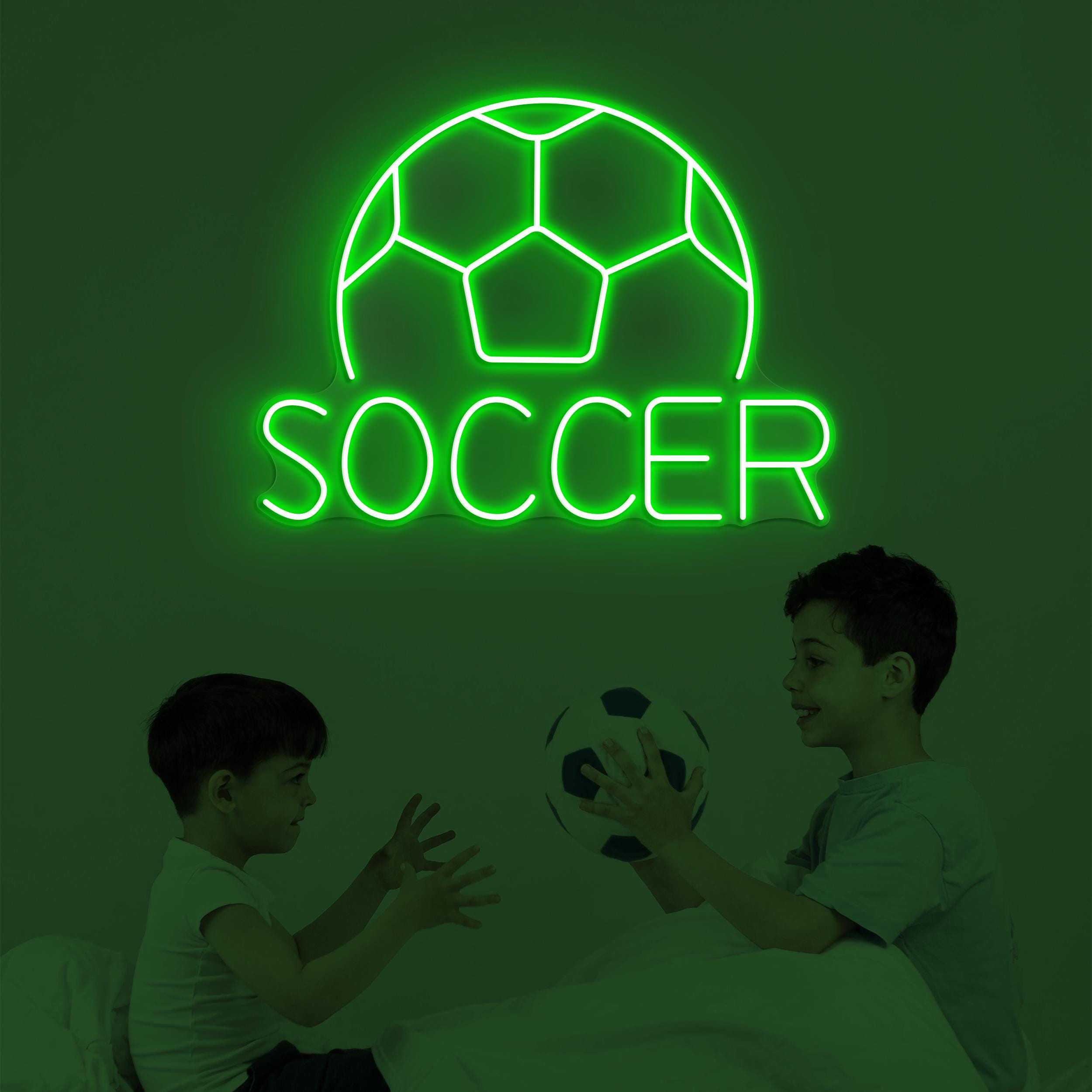 Soccer Neon Sign, Soccer LED Light, Soccer Logo Wall Art, Goal Wall Decor, Game On Neon Sign, Birthday Gift for Soccer Lover, Game Room Art