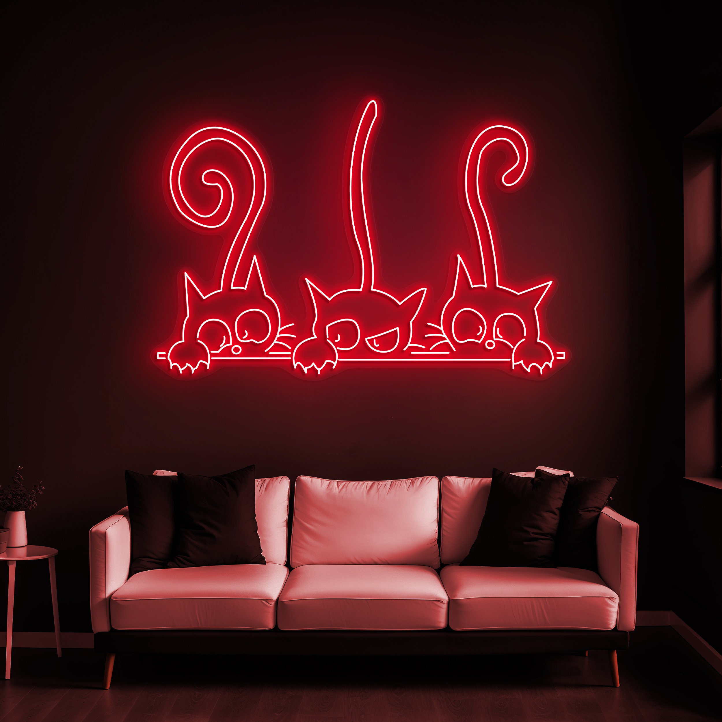 Cats Neon Sign, Cute Kittens LED Light, Wall Hanging Cat Neon Sign, Anime Cat Decor for Pet Shop, Game Room, Bedroom, and Home Decor, Gift