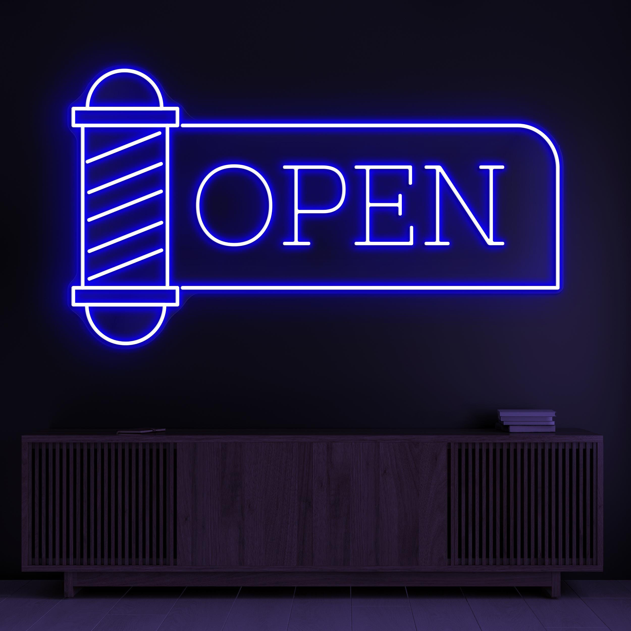 Open Neon Sign, Open LED Light, Barber Pole Wall Decor, Shaving Salon Wall Art, Hair Beauty Bar Neon Sign, Haircut Sign, Beauty Salon Art