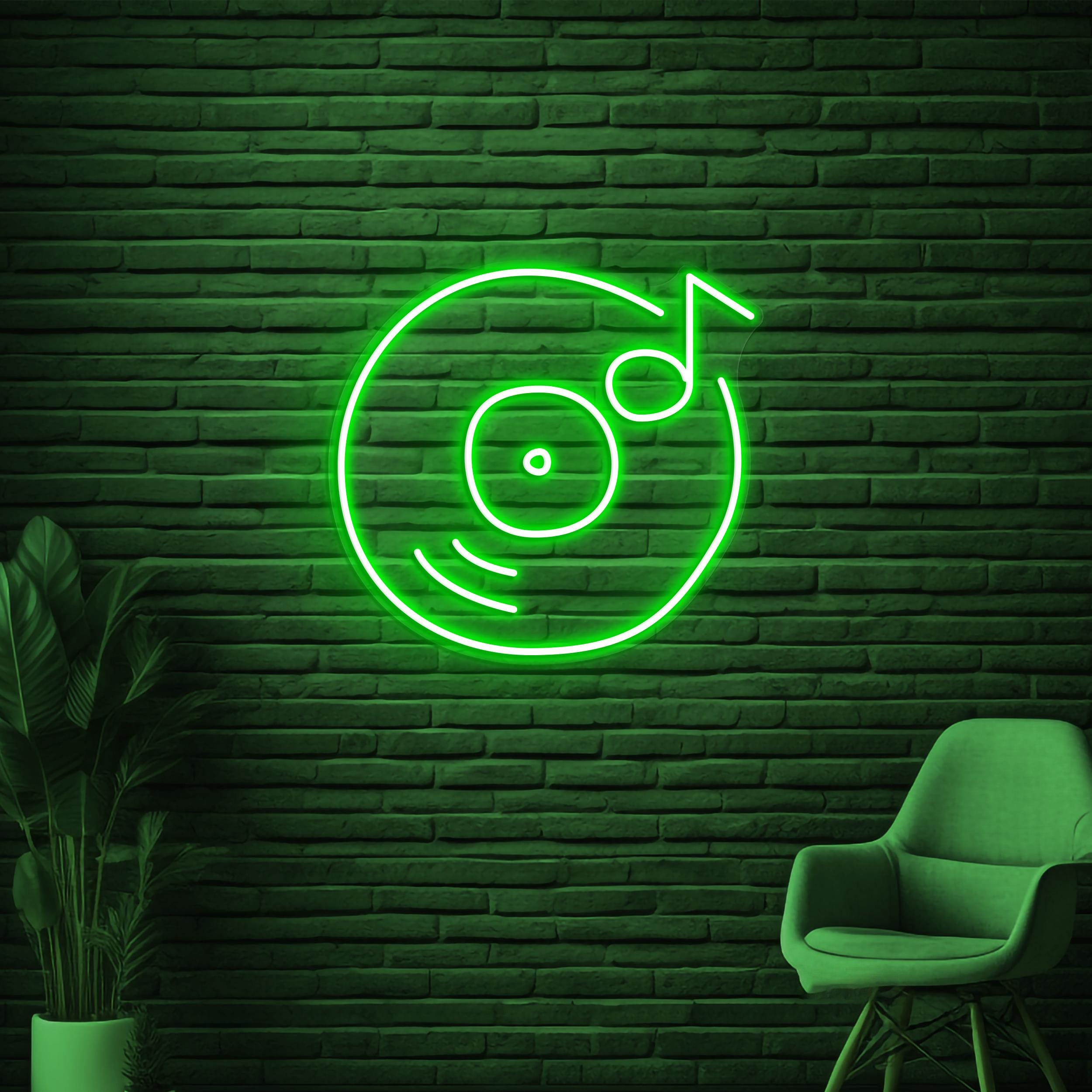 Vinyl Record Neon Sign, Vinyl Record LED Light, Music Records Wall Decor, DJ Neon Sign, Music Studio Wall Art, Bar Nightclub Neon Light