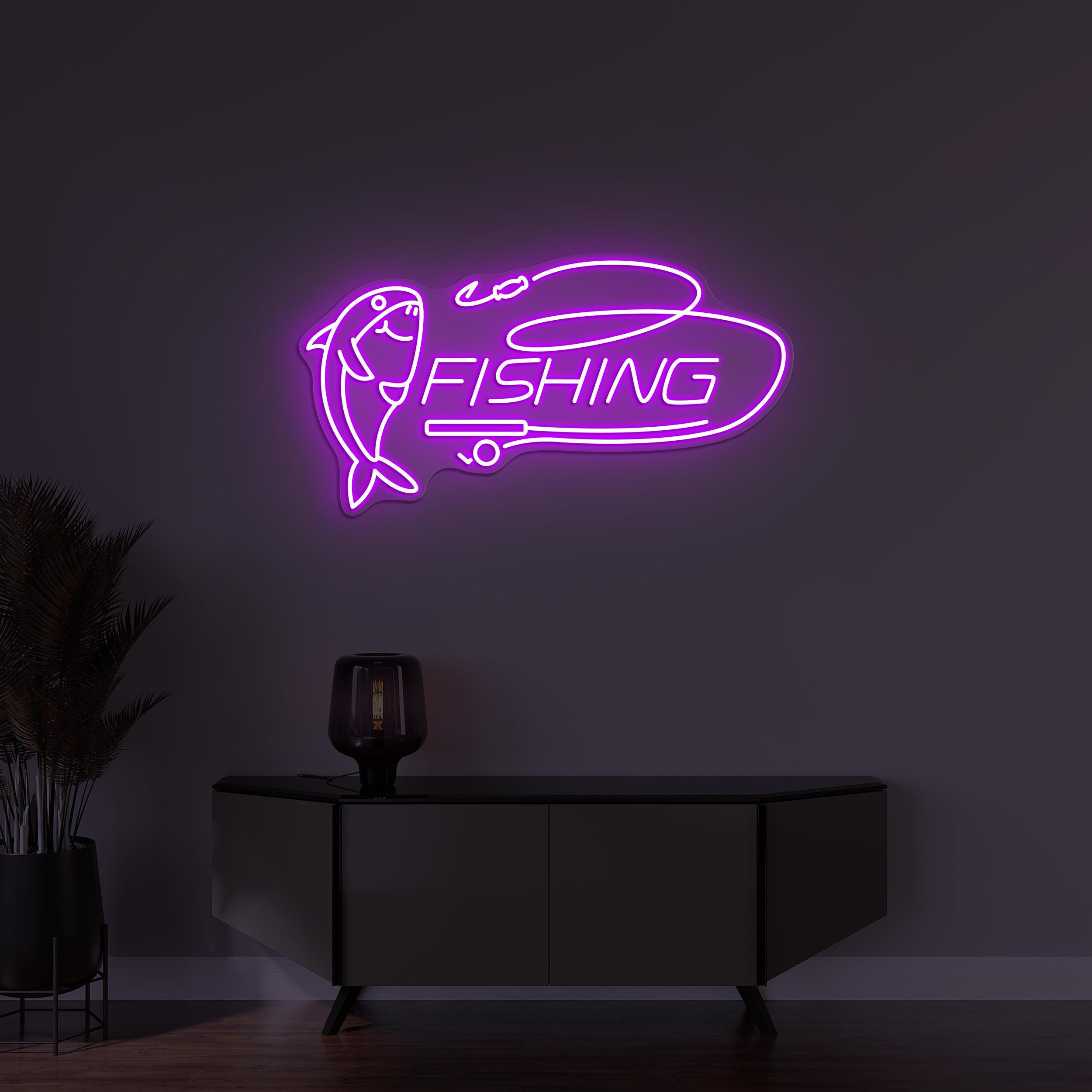 Fishing Neon Sign, Fishing LED Light, Fish Wall Decor, Animal Wall Decor, Animal Shop Art, Shark Neon Sign, Fish Market Sign, Fishing Lover