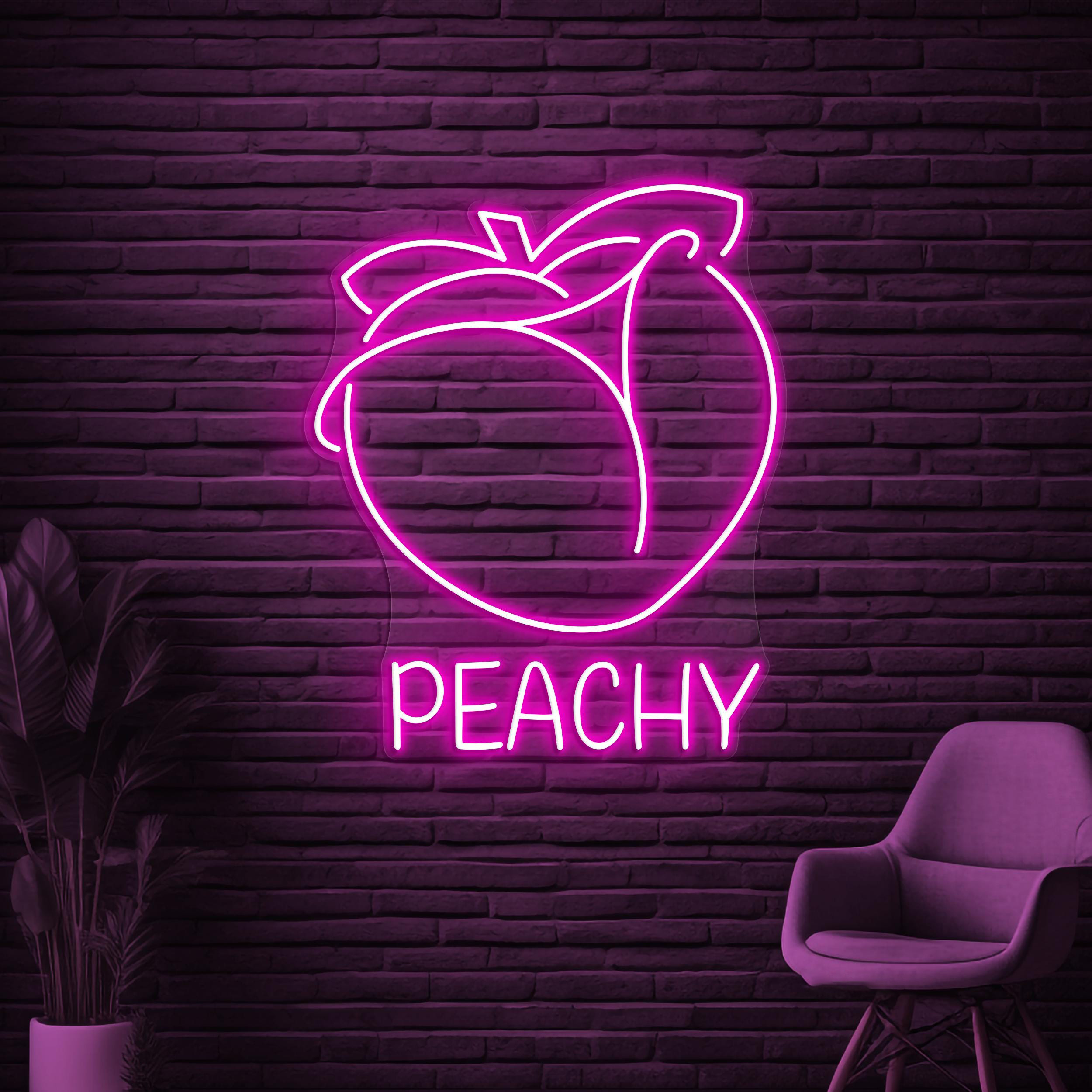 Peachy Neon Sign, Peachy LED Light, Fruit Shop Wall Decor, Peach Garden Wall Art, Peach Fruit Led Sign, Bar Neon Light, Gift