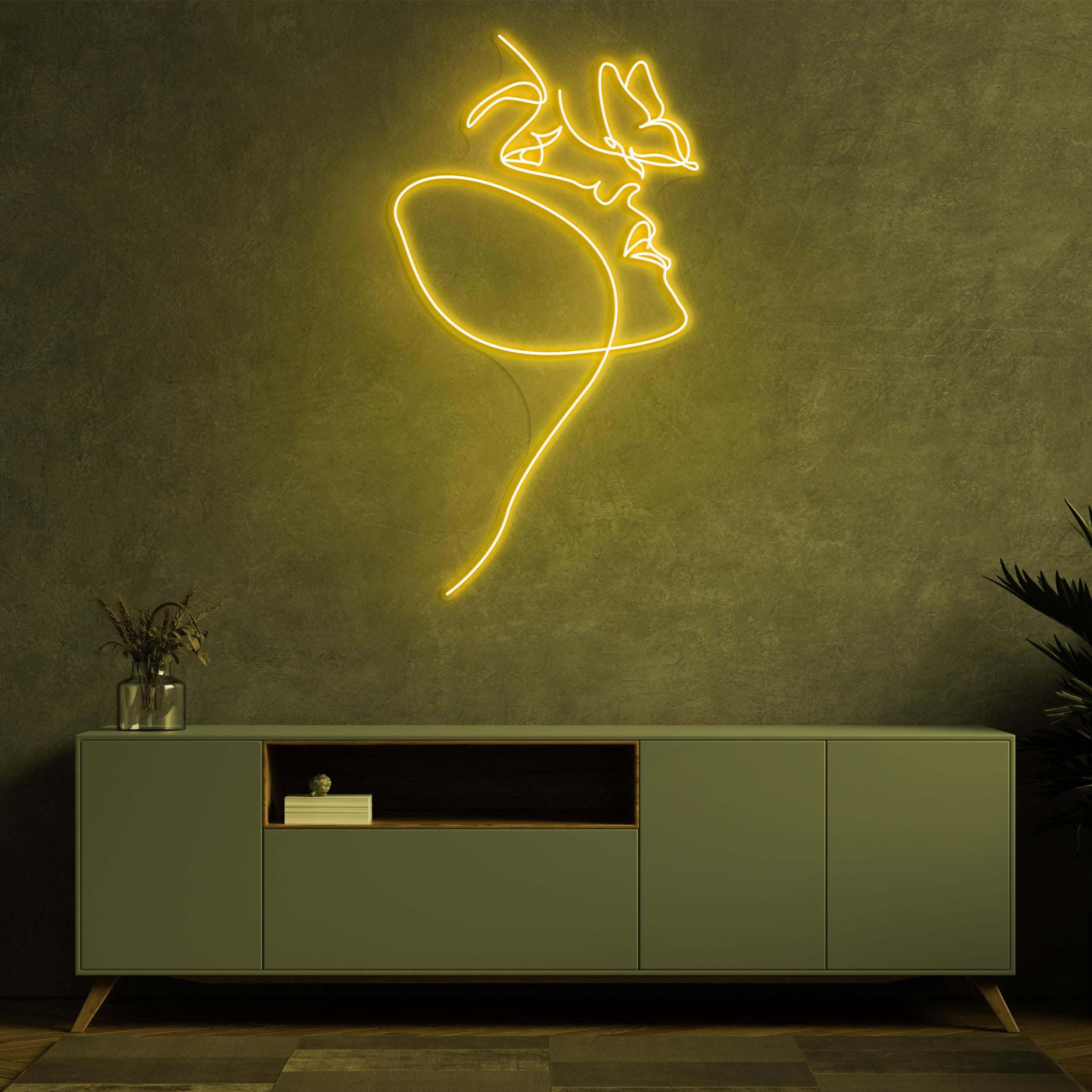 Face with Butterfly Neon Sign, Women Face with Butterfly light, Feminine Line Decor, Lady Wall Art, Neon Sign for Home, Shop & Beauty Bar