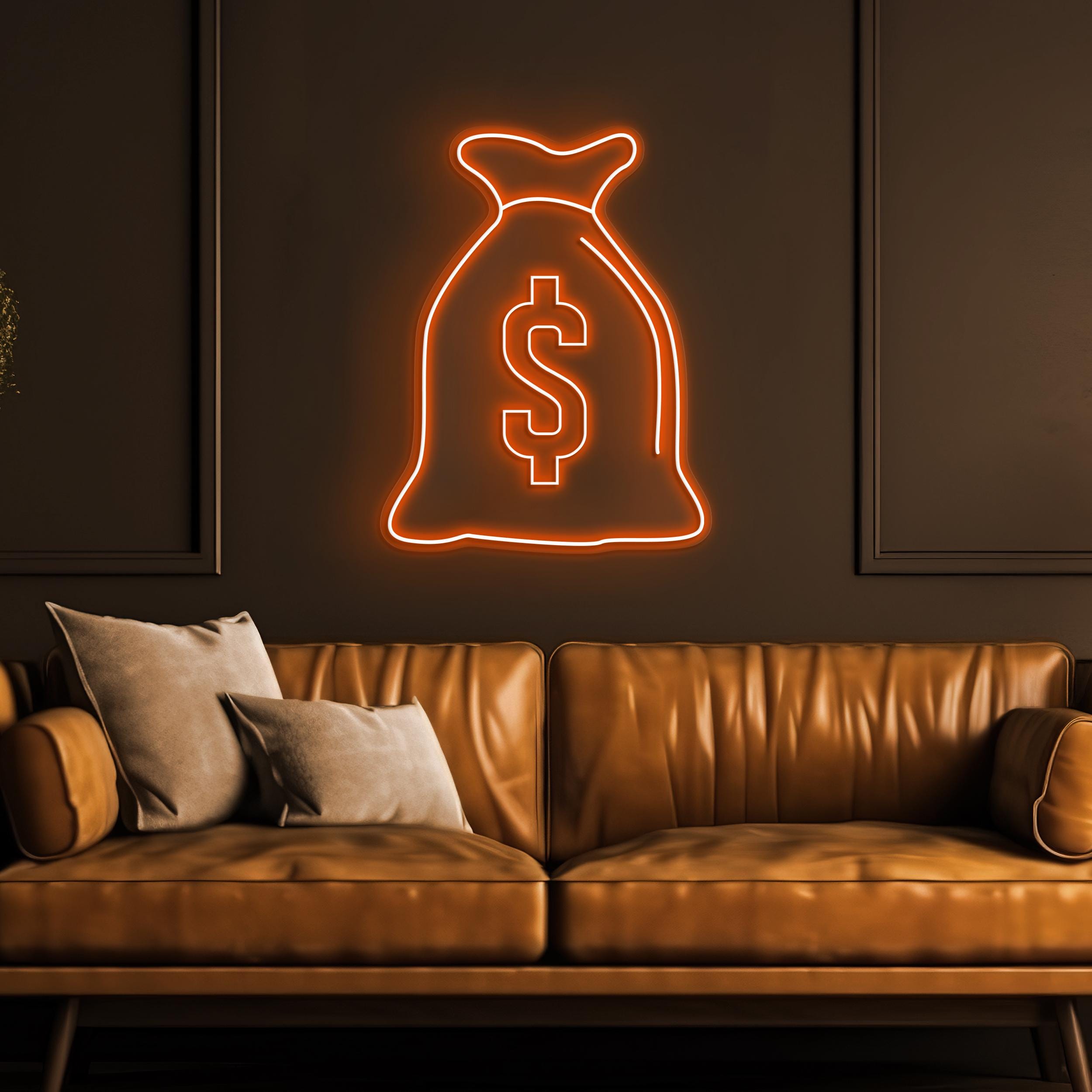 Money Bag Neon Sign, Money Bag LED Light, Office Wall Decor, Dollar Bag Wall Art, Money Dollar Led Sign, Business Neon Light, Cash Decor