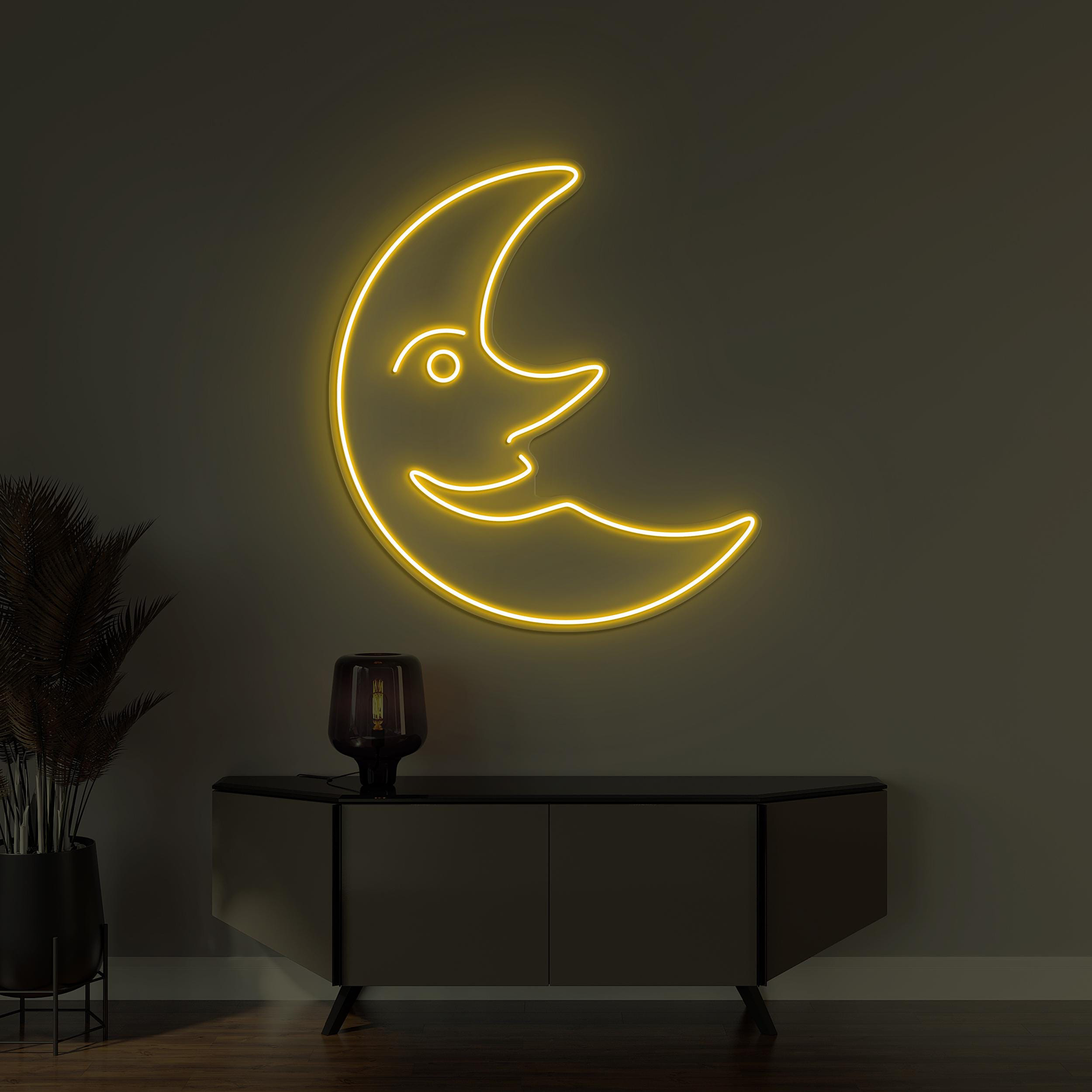 Moon Neon Sign, Moon Smile LED Light, Smiley Moon Face Wall Decor, Home Wall Art, Nursery Room Decor, Cute Moon Night Light, Night Sky Art