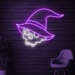 Witch Hat Skull Neon Sign, Witch Hat Skull LED Light, Skull Led Wall Decor, Spooky Neon Sign, Horror Room Wall Art, Skull Neon Wall Light