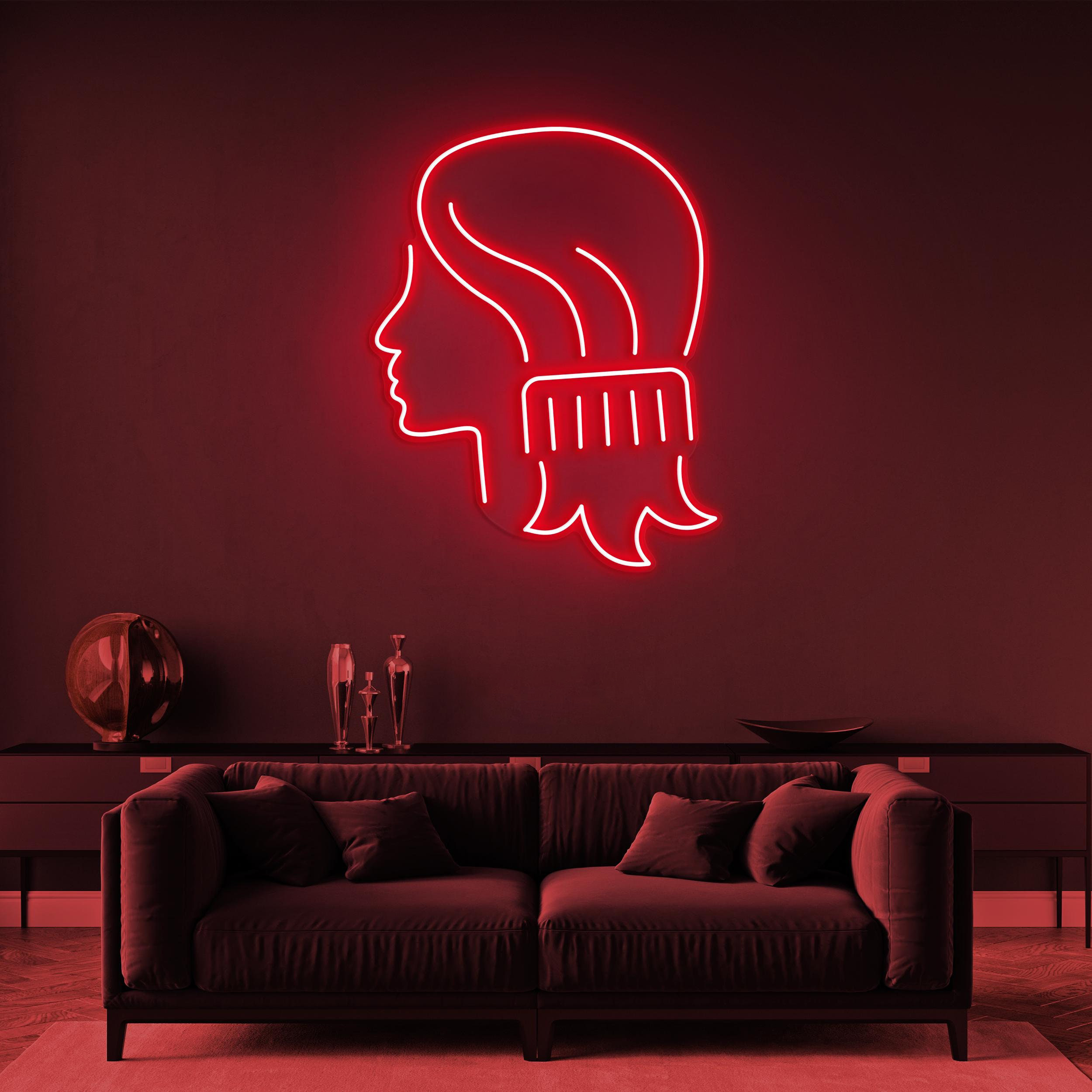 Comb Combing Woman Hair Neon Light, Salon Decor, LED Neon Art, Barber Shop Sign, Bedroom Decor, Neon Sign for Shops, Front Opening Display