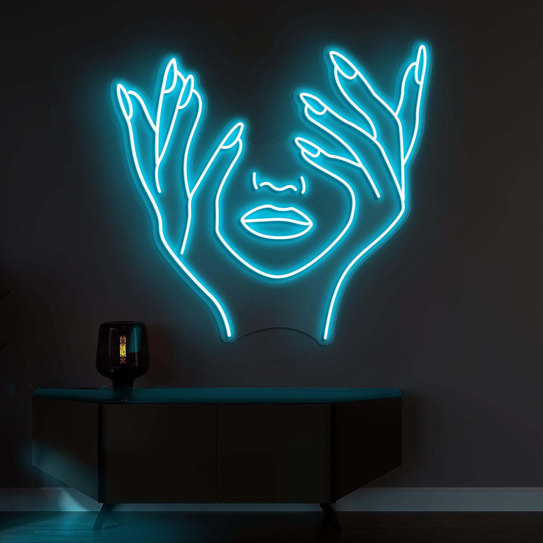 Face Abstract Neon Signs, Nail Art and Beauty Decor for Salons, Shops, and Rooms, Light Up Signs for Makeup Rooms and Party Decorations,Gift