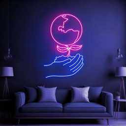 Hands Holding Earth Neon Sign, Hands Holding Earth LED Neon Art, Earth Art, Hands Growing Earth Light, Home Wall Decor, The World Led Light