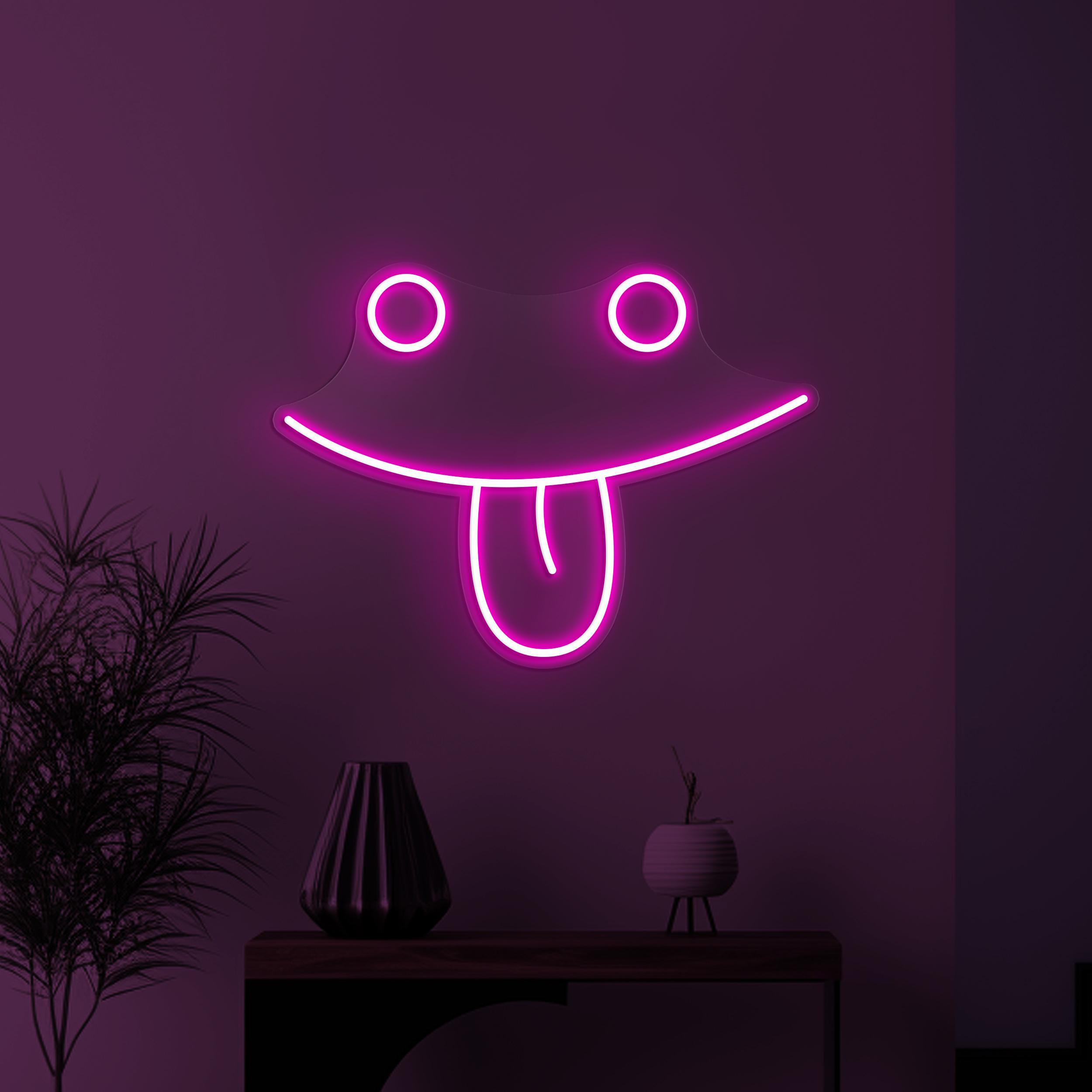 Smiley Face Neon Sign, Smiley Face Emoji LED Light, Tongue Out Wall Decor, Silly Face Wall Art, Kids Room Neon Light, Happy Face Led Sign