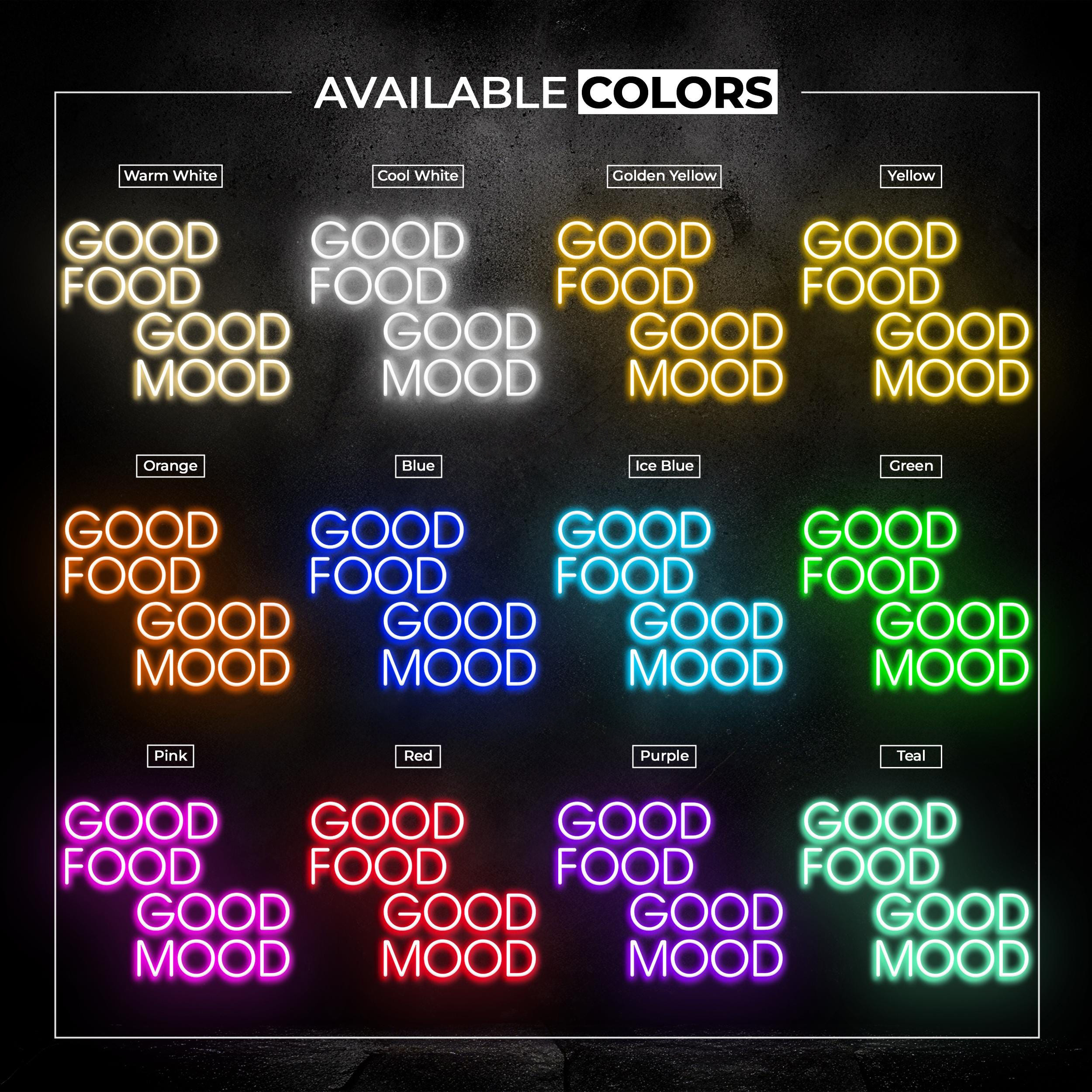 Good Food Good Mood Neon Sign, Good Food Good Mood LED Light, Home Kitchen Wall Decor, Bar Cafe Wall Art, Party Decor, Food Business Sign