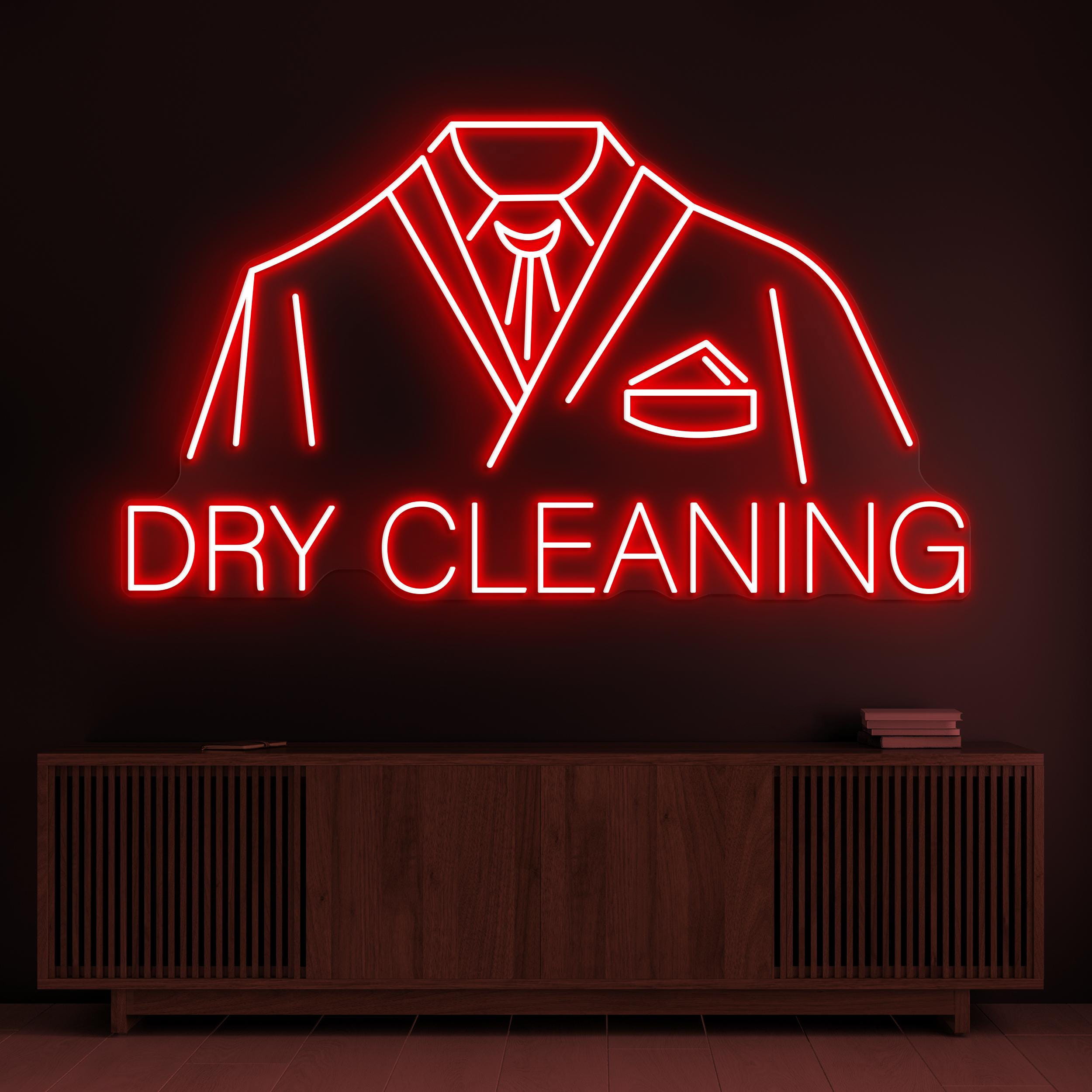 Dry Cleaning Neon Sign, Dry Cleaning LED Light, Suit Clean Wall Art, Hanger Clean Neon Decor, Garment Care Light, Dry Clean Shop Wall Decor