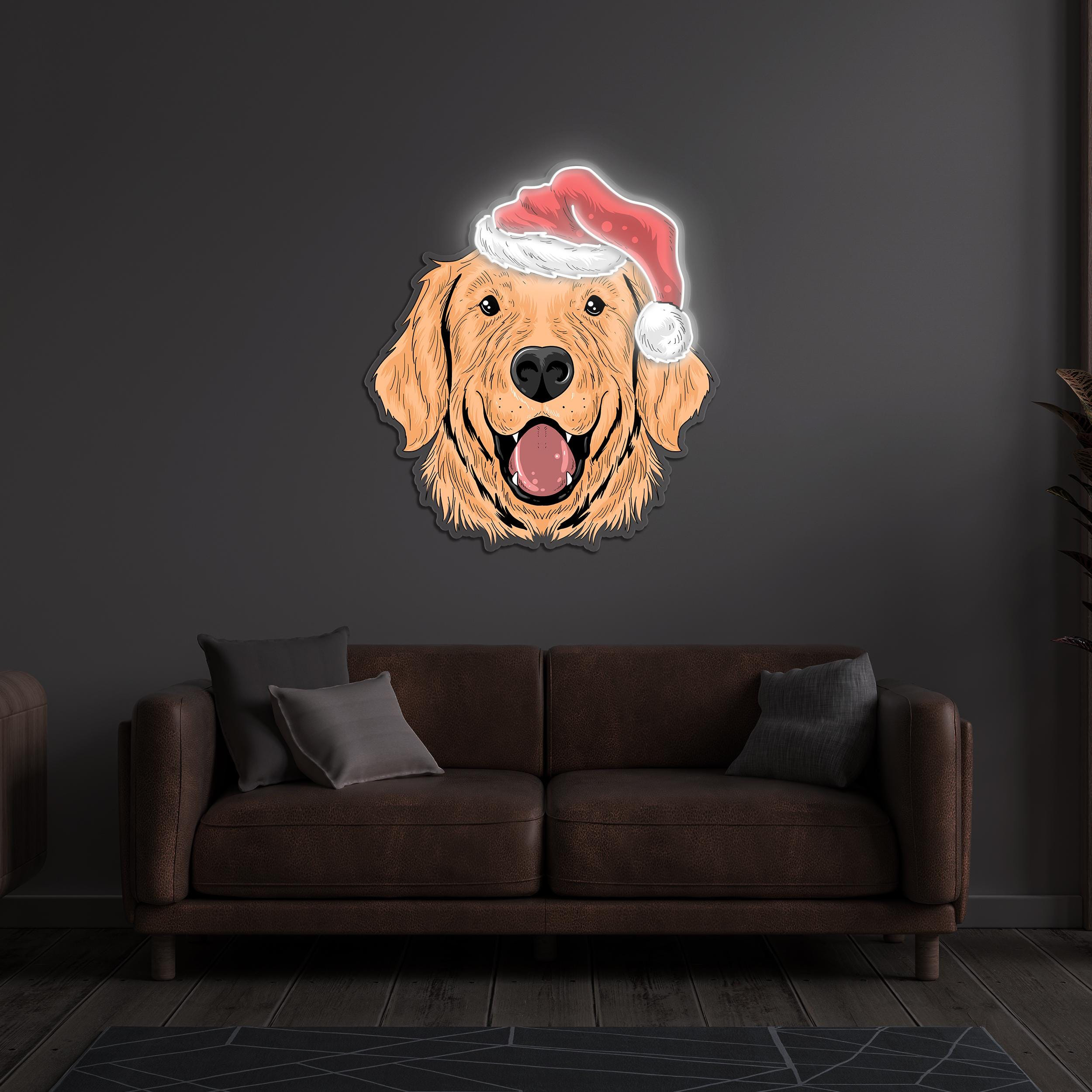 Santa Hat Dog Neon Sign, Santa Hat Dog LED Light, Dog LED Pop Art, Christmas Dog Sign, Decor for Pet Stores, Gift for Christmas & Dog Lover