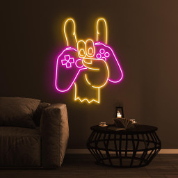 Game Controller Neon Sign, Game Controller In Hand LED Light, Console Wall Decor, Joystick Neon Art, Boy Room Art, Game Room & Home Decor