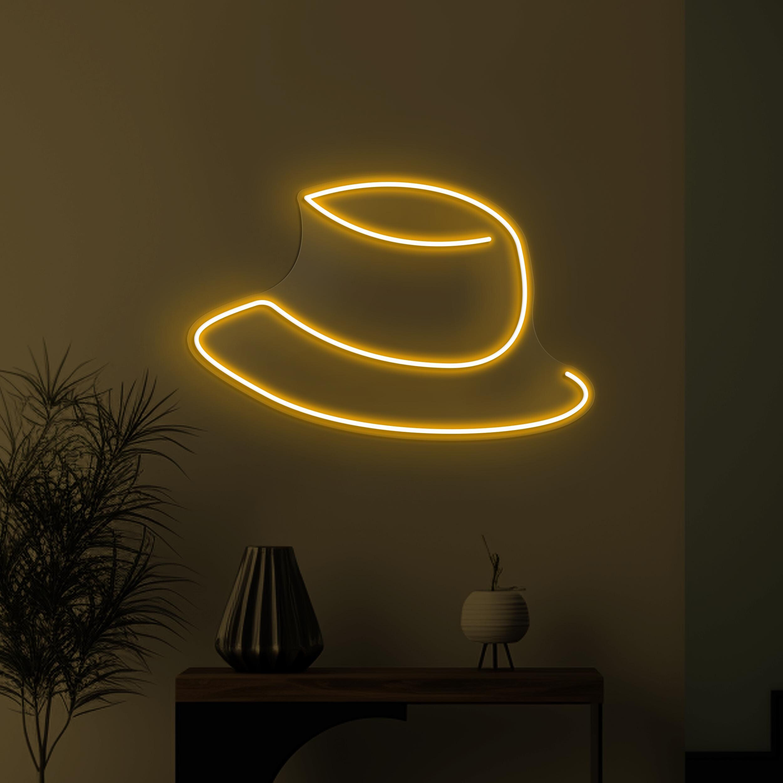 Hat Neon Sign, Hat LED Light, Cowboy Hat Wall Art, Home Wall Decor, Bucket Shape Hat Neon Light, Gallery Led Sign, Western Bar Pub Neon Sign