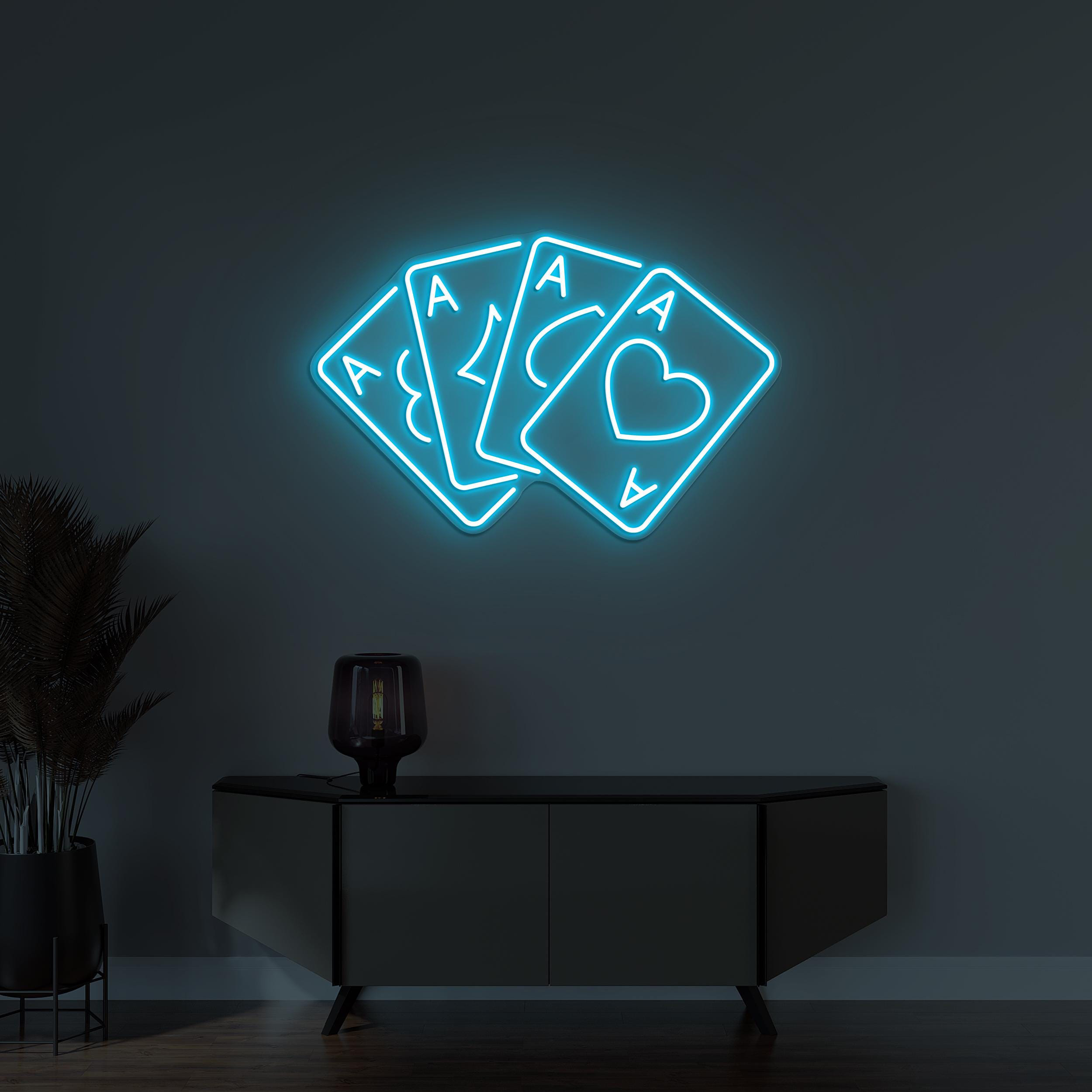 Cards Neon Sign, Pokers Cards LED Light, Gambling Wall Decor, Custom Neon Sign, Game Room Wall Decor, Poker Neon Sign, Card Lover Gift idea