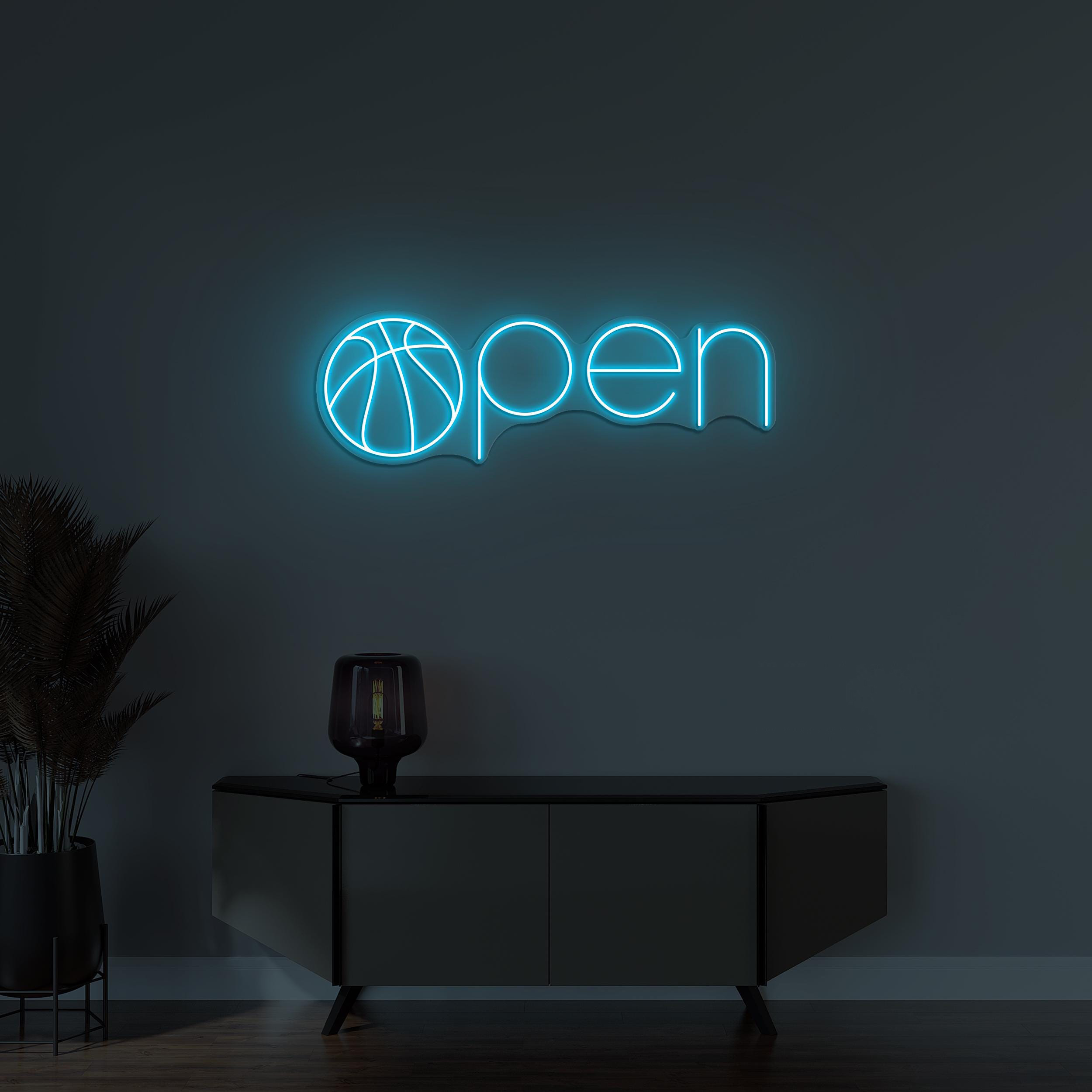 Open Neon Sign, Open LED Light, Basketball Club Wall Decor, Basketball Court Open Wall Art, Sports Shop Led Sign, Business Neon Wall Light