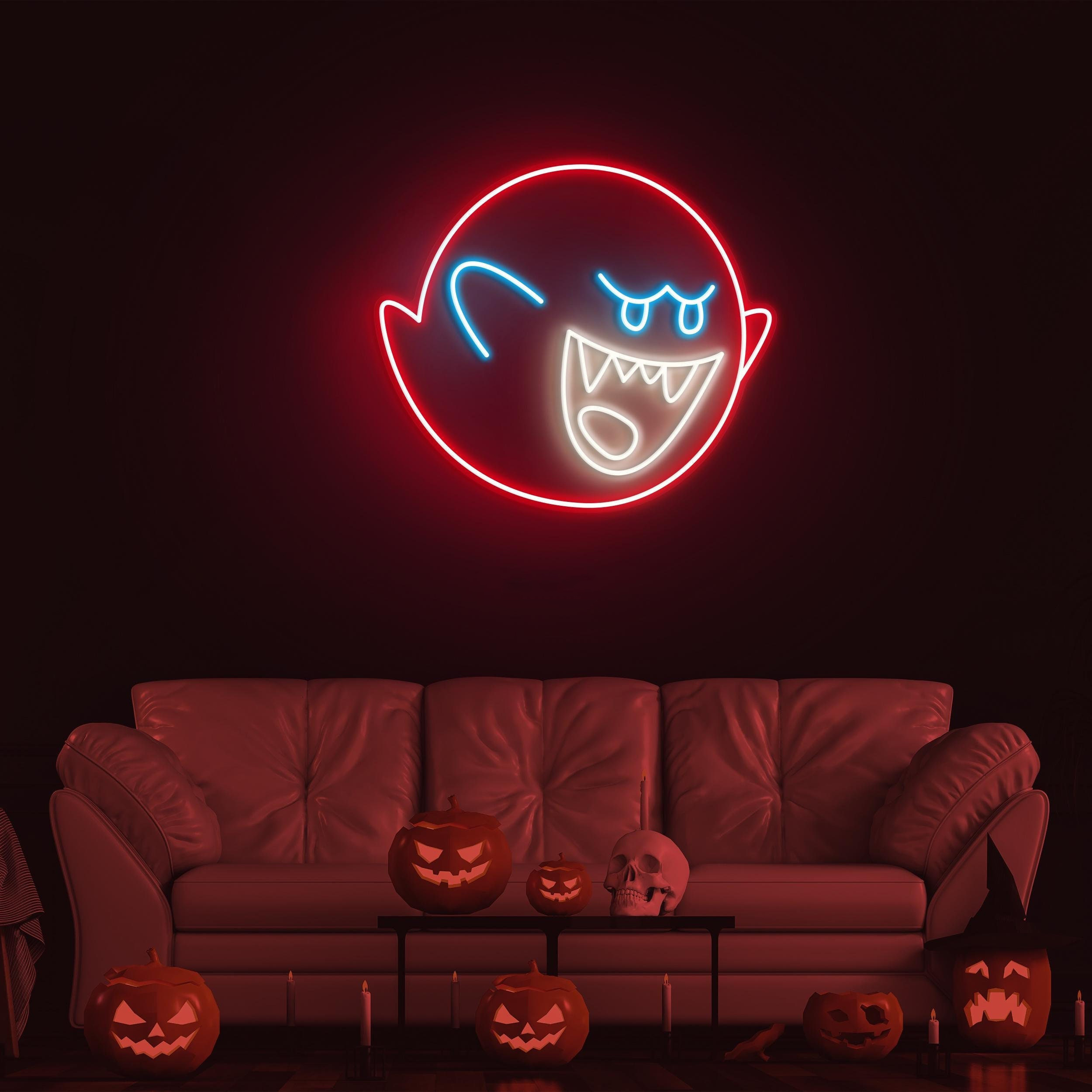 Ghost Neon Sign, Ghost LED Light, Scary Ghost LED Neon Art, Cute Ghost Wall Decor, Ghost Party Decor, Led Party Sign, Horror House Art, Gift