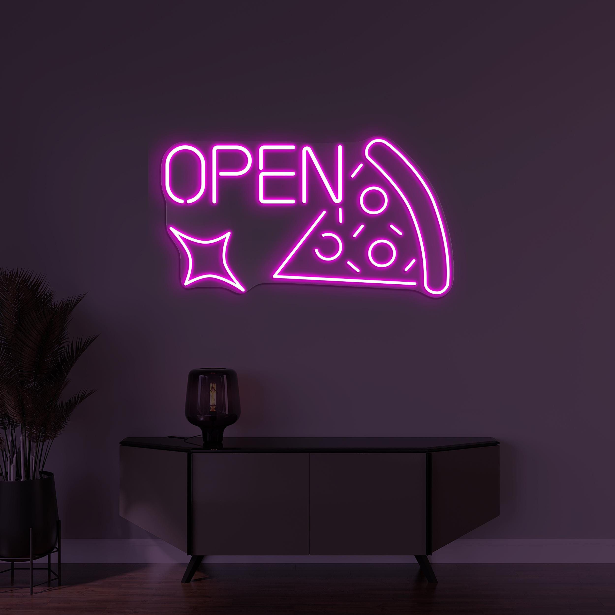 Pizza OPEN Neon Sign, Pizza OPEN LED Light, Fast Food Restaurant Wall Decor, Kitchen Neon Art, Pizza Shop Neon Light, Personalized Neon Sign