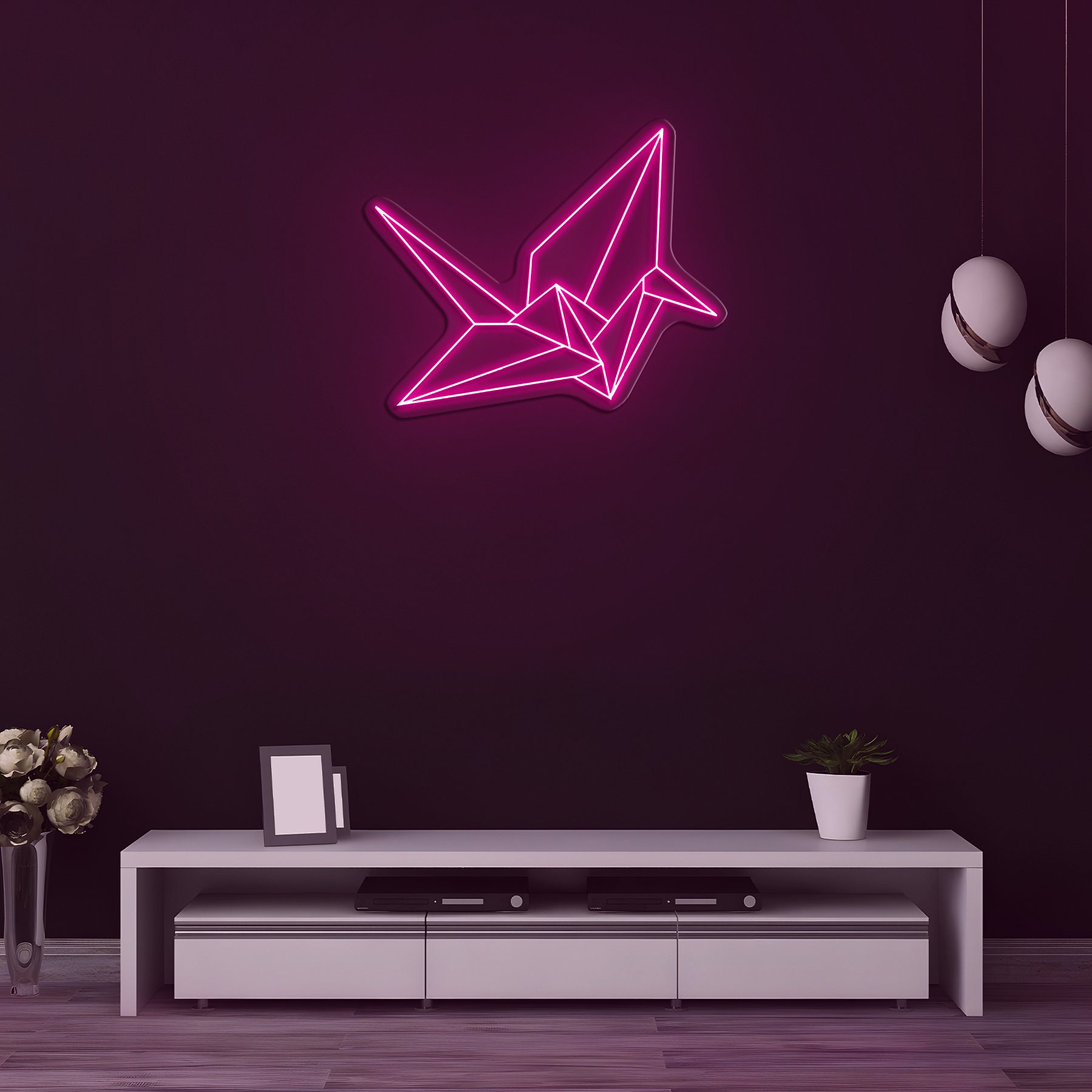 Origami Swan Neon Sign, Swan Wall Art, LED Decor, Origami Bird Light, Custom Neon Sign, Room decor, Unique Home Decor Paper Crane Neon Light