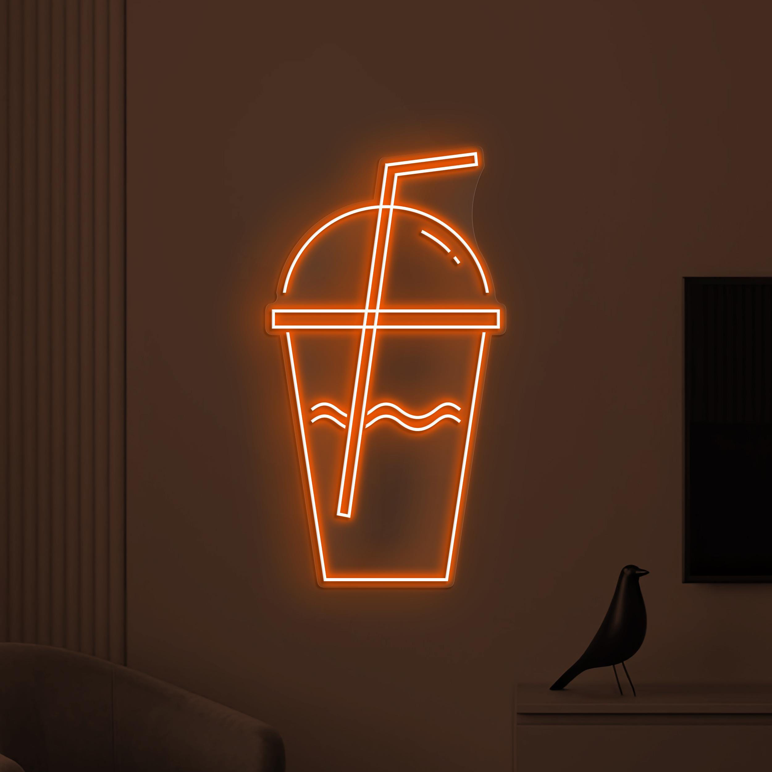 Drink Cup Neon Sign, Drink Coffee LED Light, Coffee Wall Decor, Coffee Time Wall Art, Bar, Cafe & Drink Corner Light, Kitchen Neon Wall Art