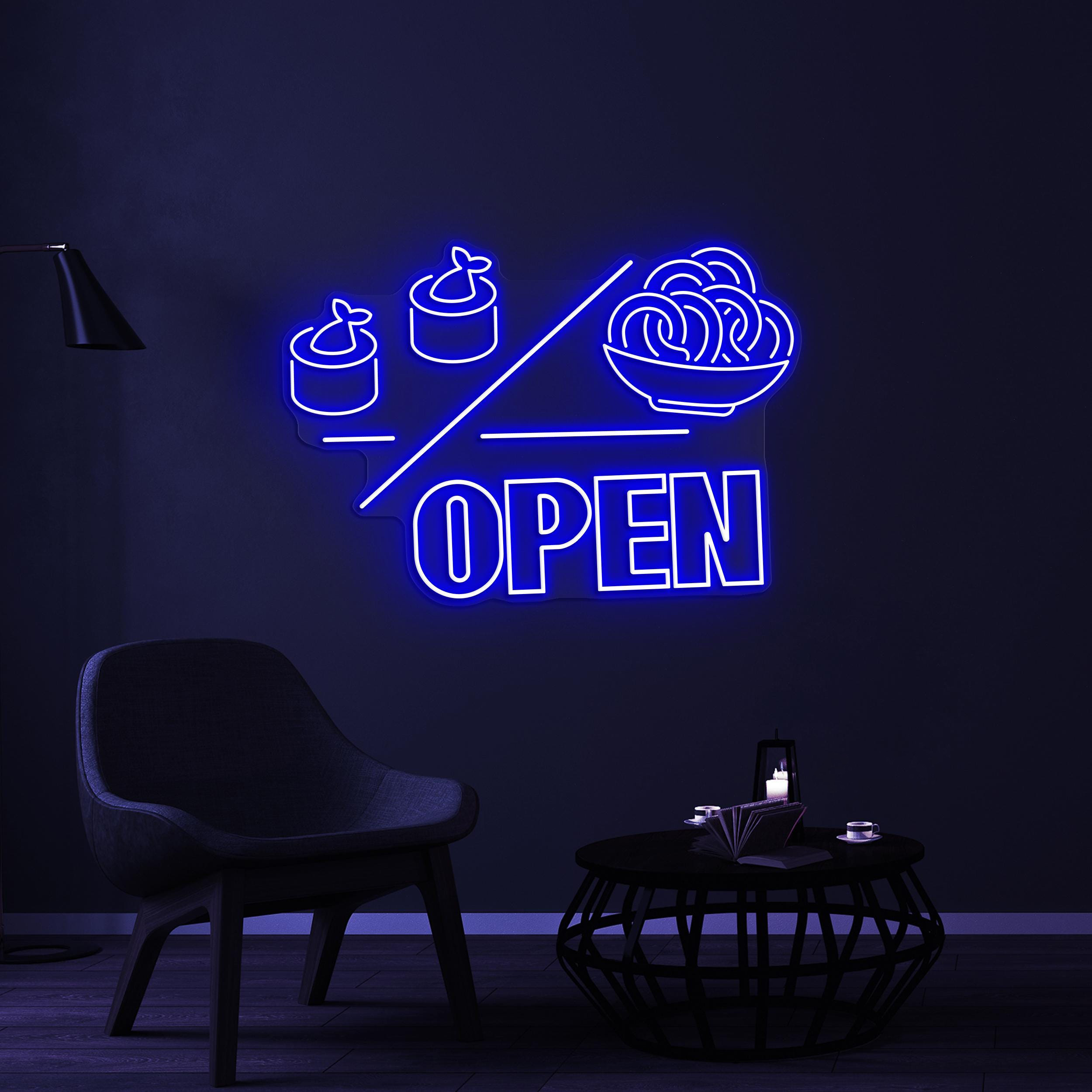 Open Neon Sign, Sushi Open LED Light, Kitchen Wall Decor, Restaurant Wall Light, Business Logo Sign, Japanese Food Sign, Cafe Bar Neon Decor