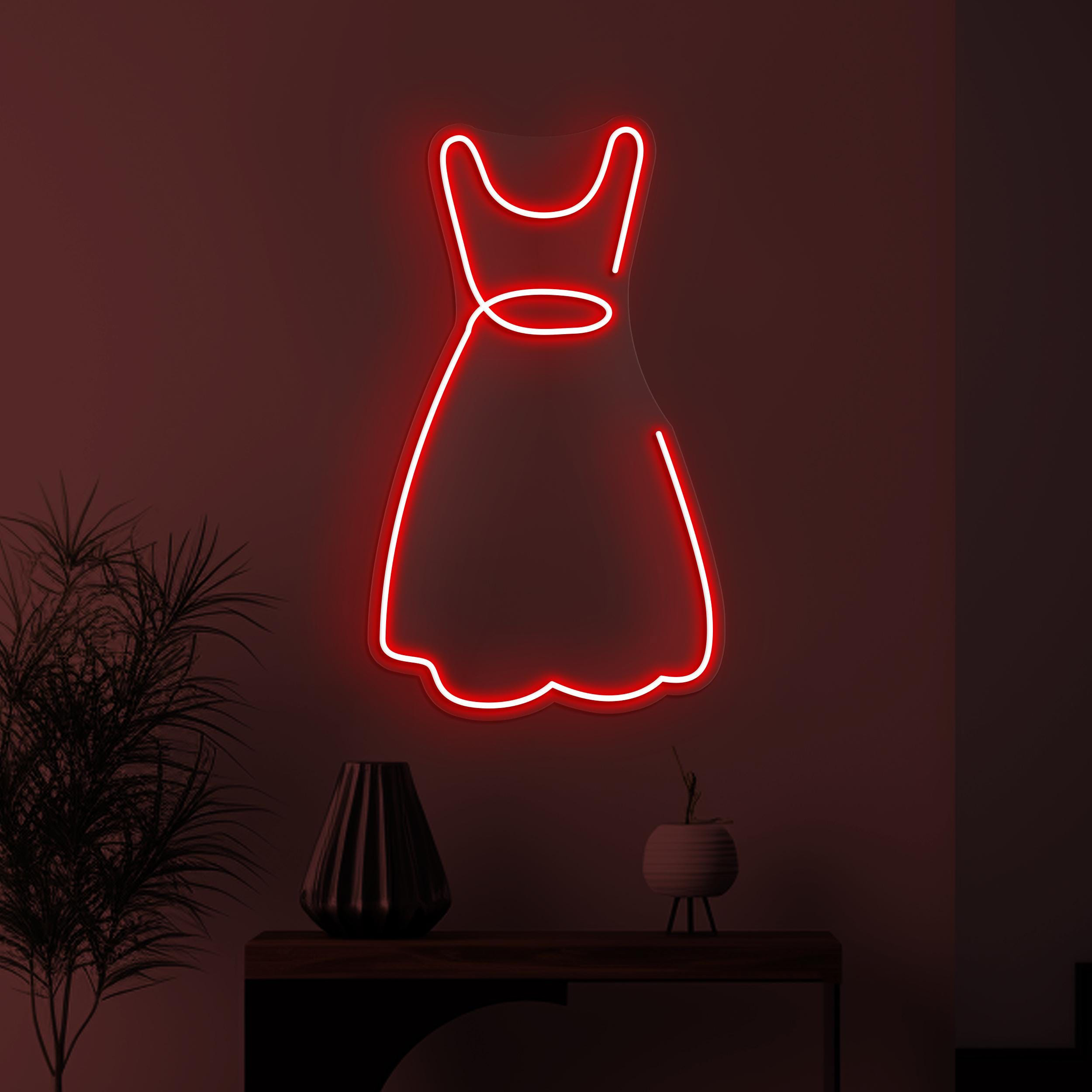 Dress Neon Sign, Dress LED Light, Flowing Dress Wall Art, Boutique Wall Decor, Fashion Neon Light, Led Shop Neon Decor, Custom Cloth Sign