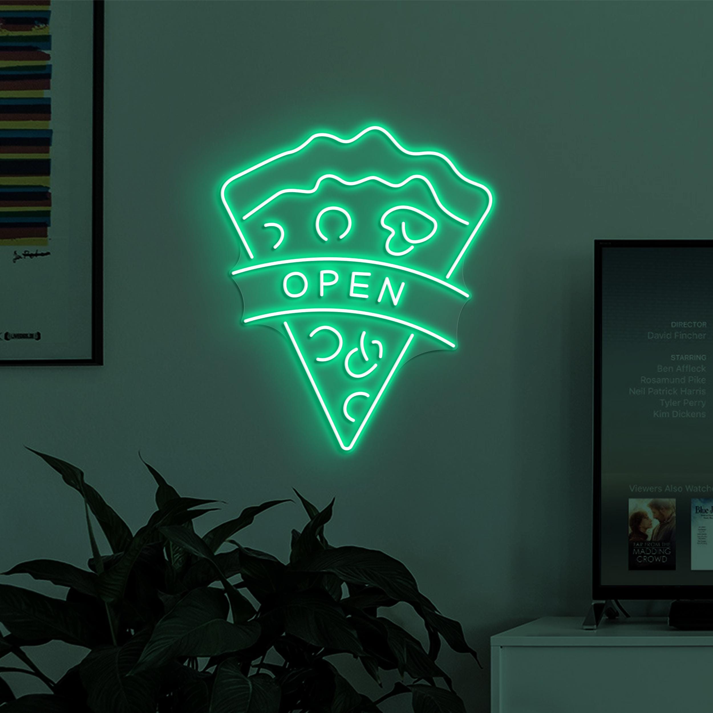 Pizza Open Neon Sign, Pizza Open LED Light, Welcome Wall Decor, Pizza Shop Neon Light, Fast Food Restaurant Wall Art, Kitchen Neon Art