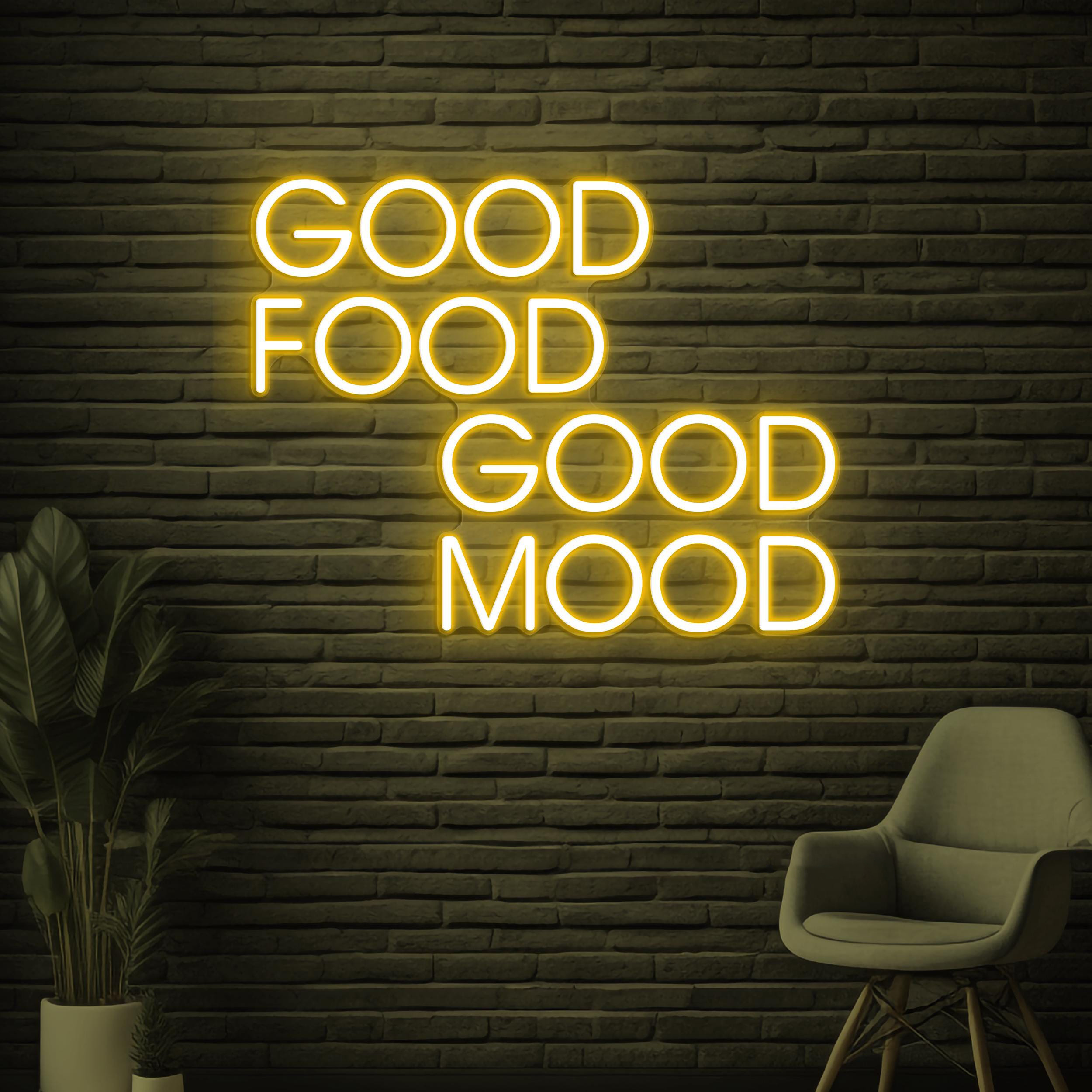 Good Food Good Mood Neon Sign, Good Food Good Mood LED Light, Home Kitchen Wall Decor, Bar Cafe Wall Art, Party Decor, Food Business Sign