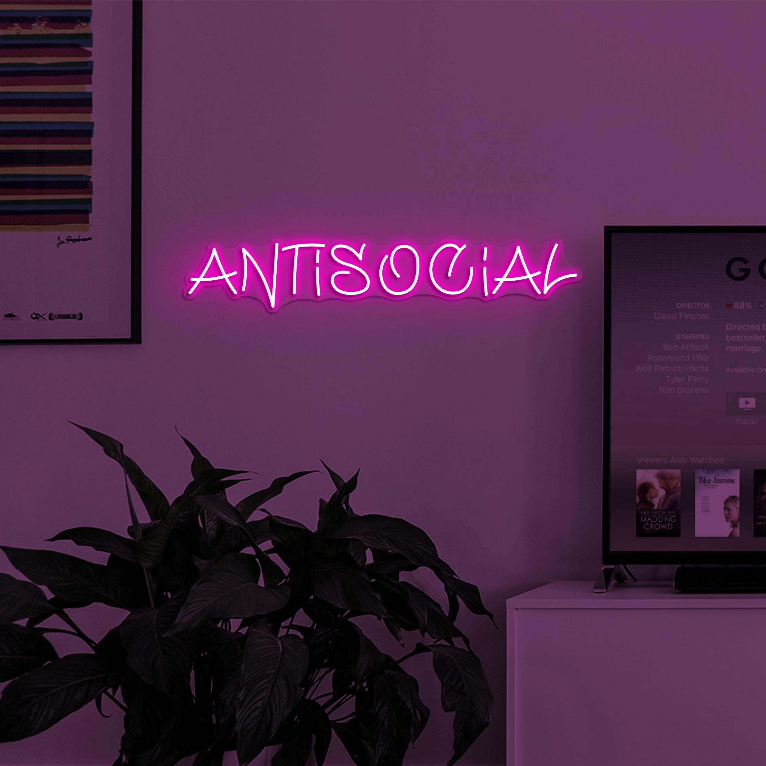 Antisocial Neon Sign, Antisocial LED Light, Game Room Wall Decor, Gym Neon Art, Personalized Neon Sign, Home Wall Decor, Introvert Wall Art