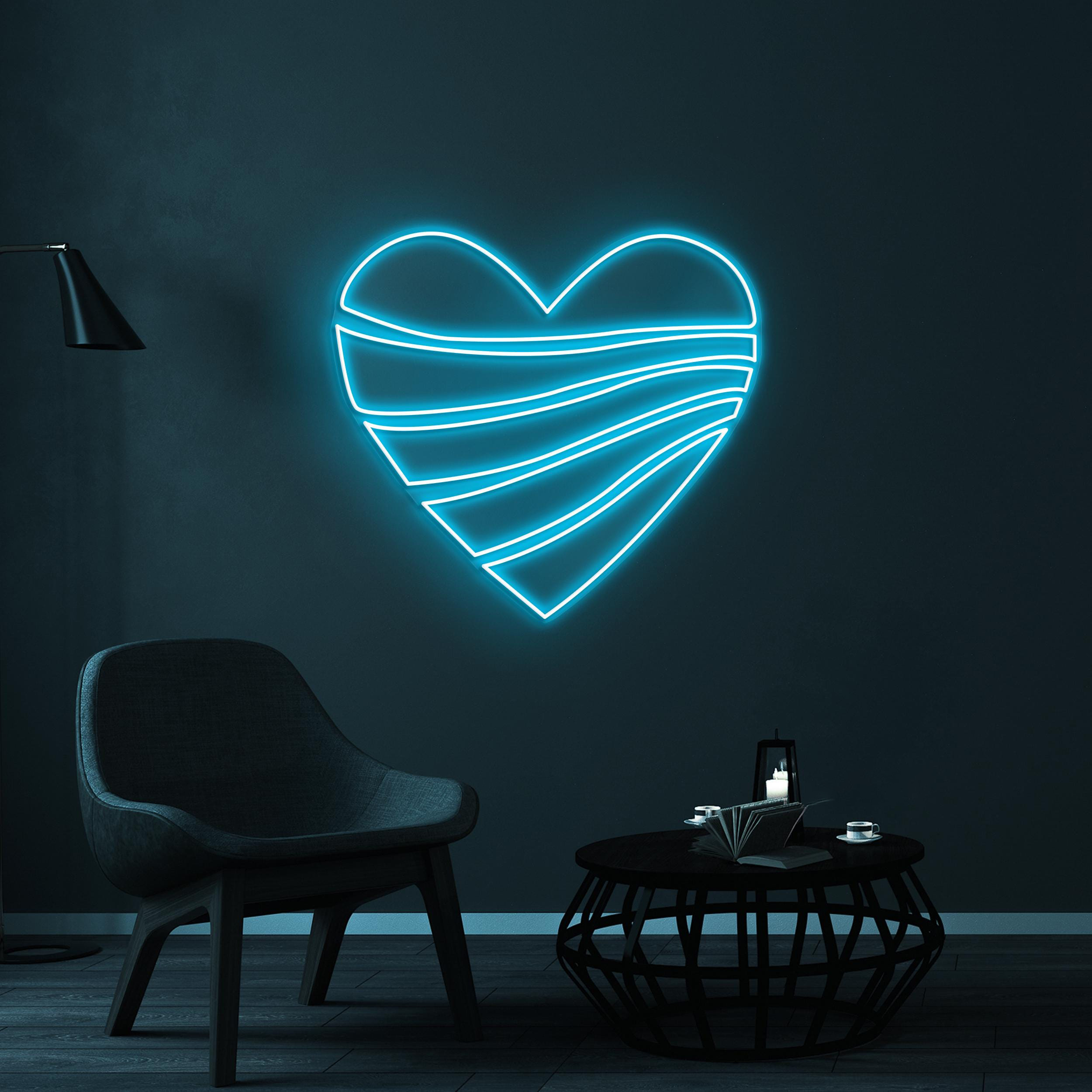 Heart Neon Sign, Heart LED Light, Love Waves Wall Decor, Couple Room Wall Art, Romantic Couple Gift, Heart Pieces Neon Light, Wedding Decor