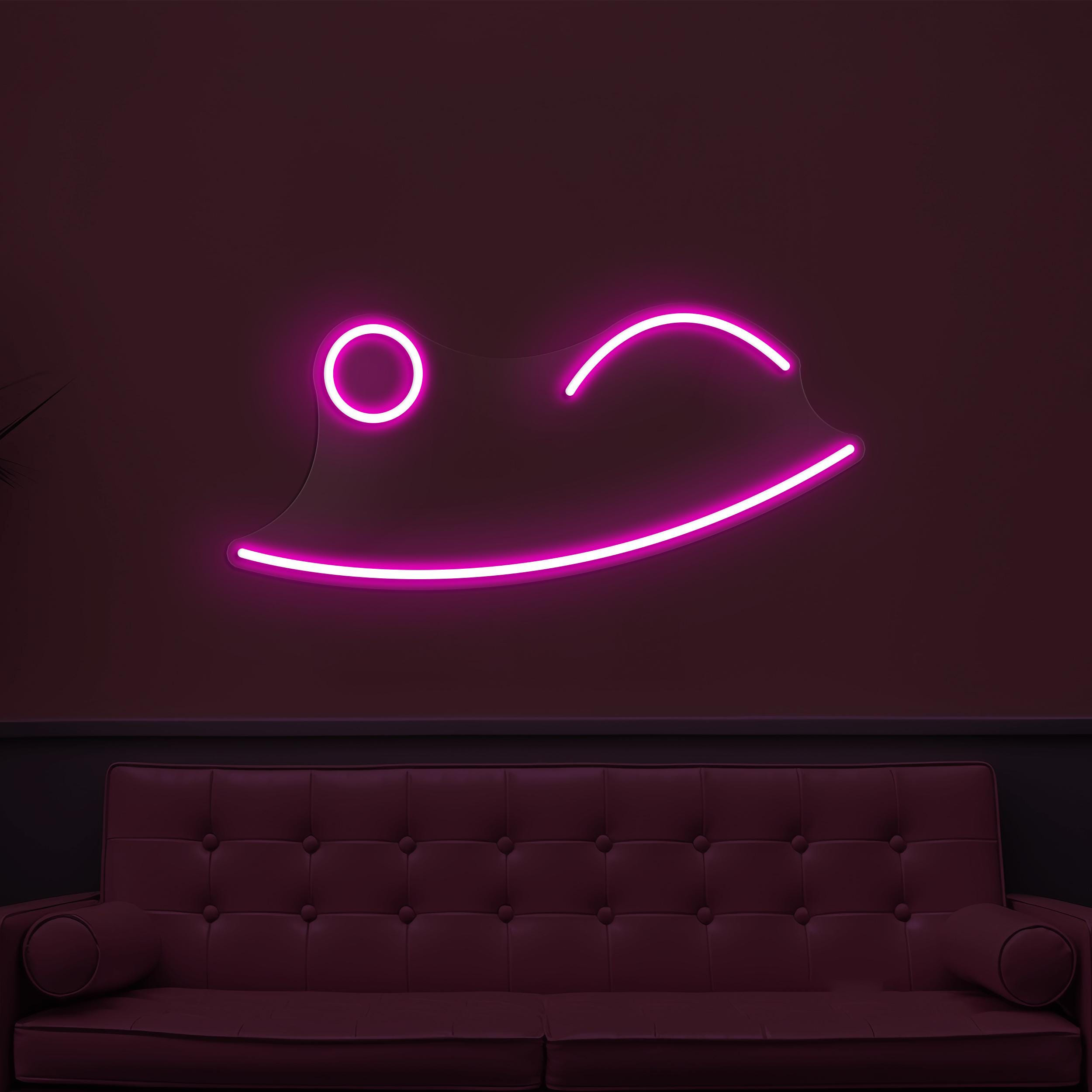 Wink Face Neon Sign, Wink Face LED Light, Winking Emoji Wall Decor, Playful Face Wall Art, Nursery Room Neon Light, Home, Cafe & Bar Decor