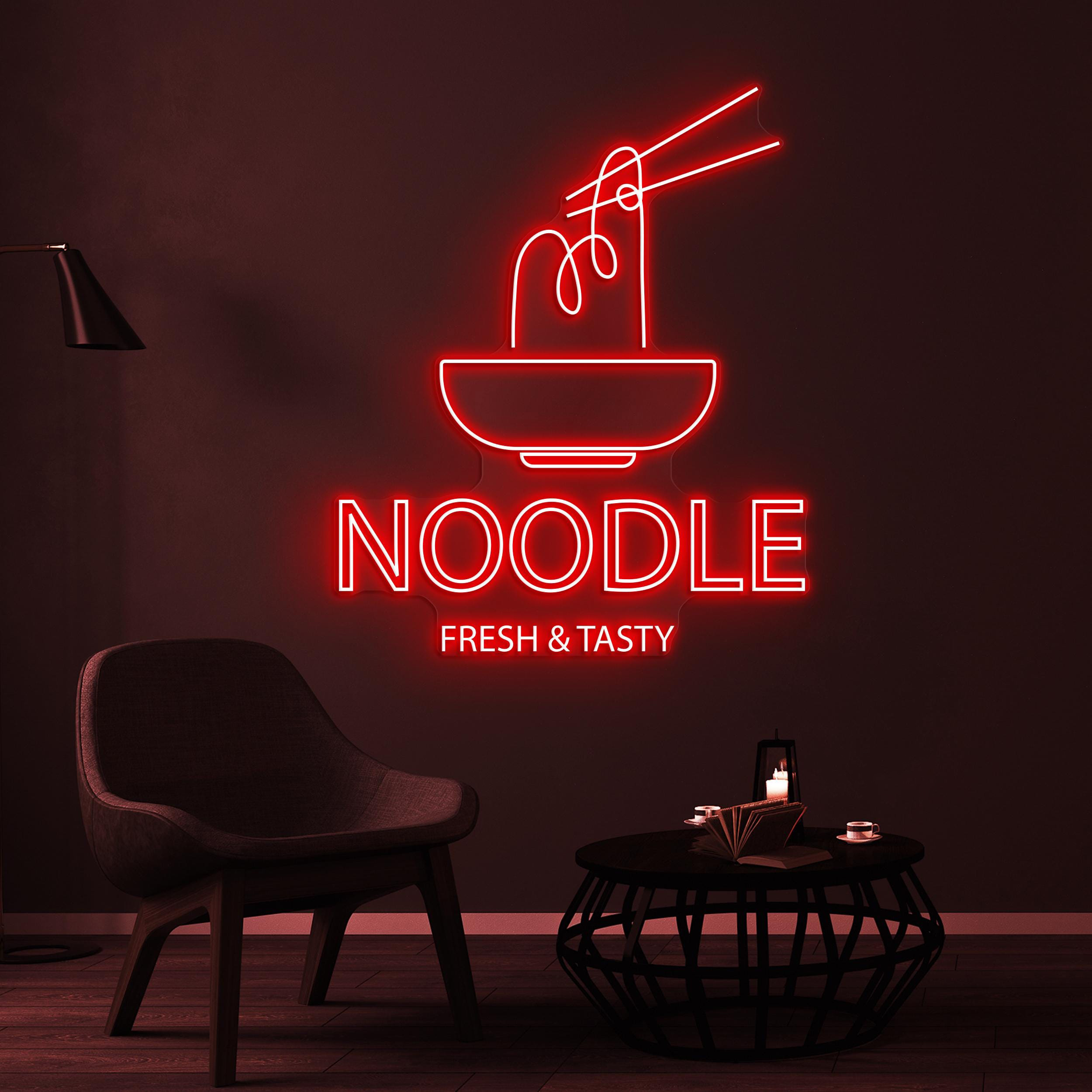 Noodles Neon Sign, Noodles LED Light, Fresh & Tasty Wall Decor, Noodles Bowl Wall Art, Kitchen Art, Ramen Shop Decor, Asian Restaurant Sign