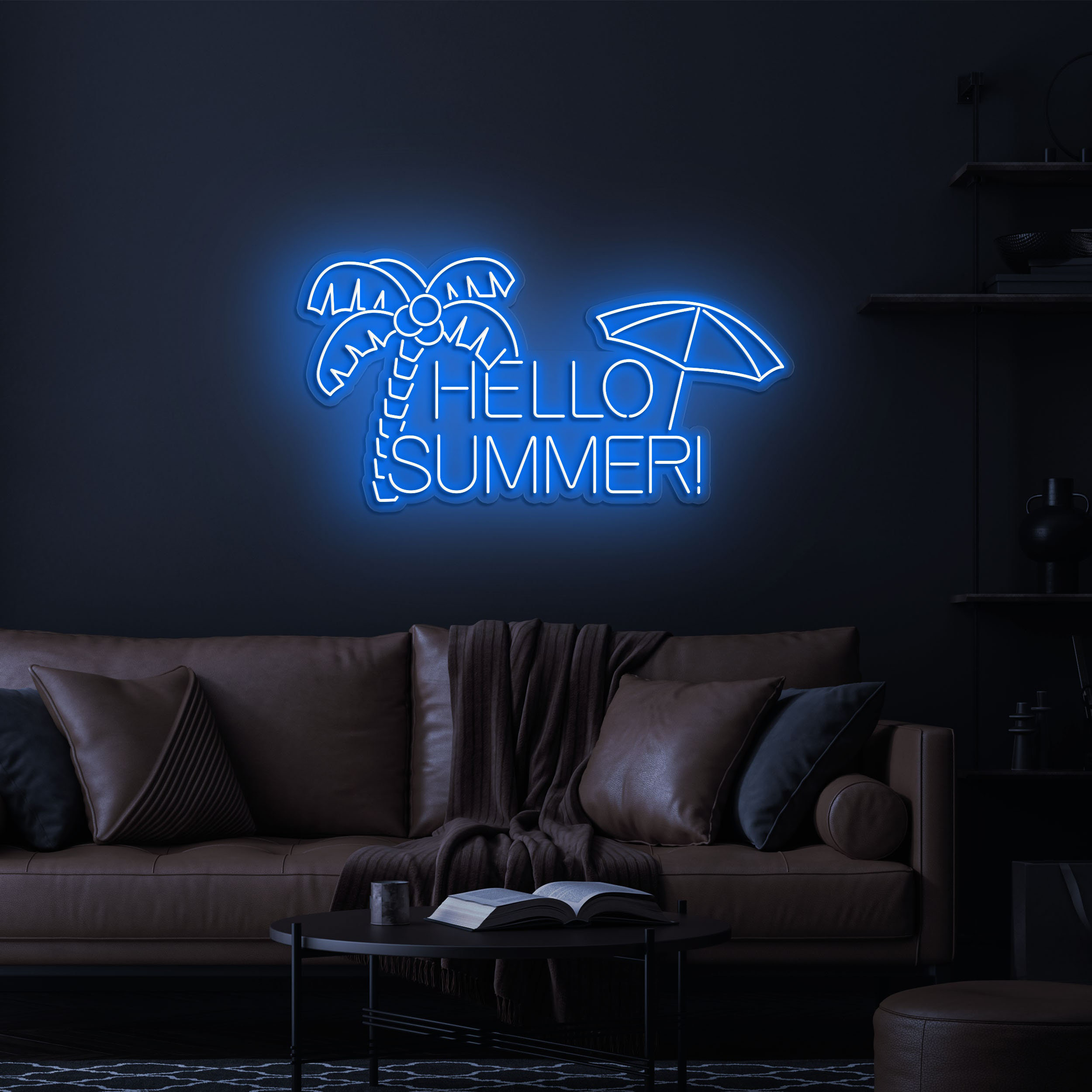 Hello Summer Neon Sign, Beach Decor SIgn, Palm Tree Wall Art Sign, Room and Pool Party Neon Sign for Shop Decor,  Summer Beach Neon Light