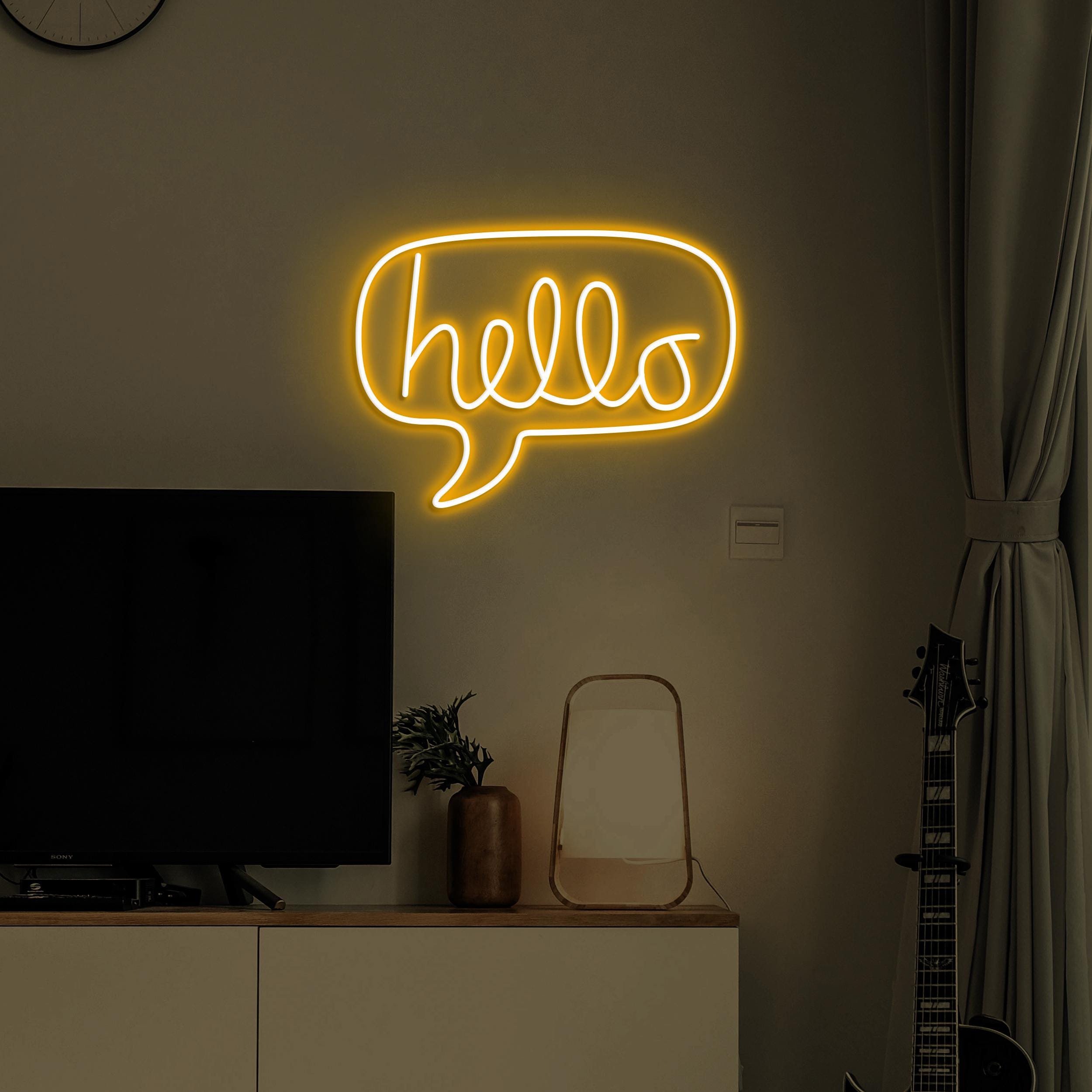 Hello Neon Sign, Hello LED Light, Hello Message Wall Decor, Welcome Wall Art, Chat Box Neon Light, Boy and Girl Room Decor, Entryway Sign