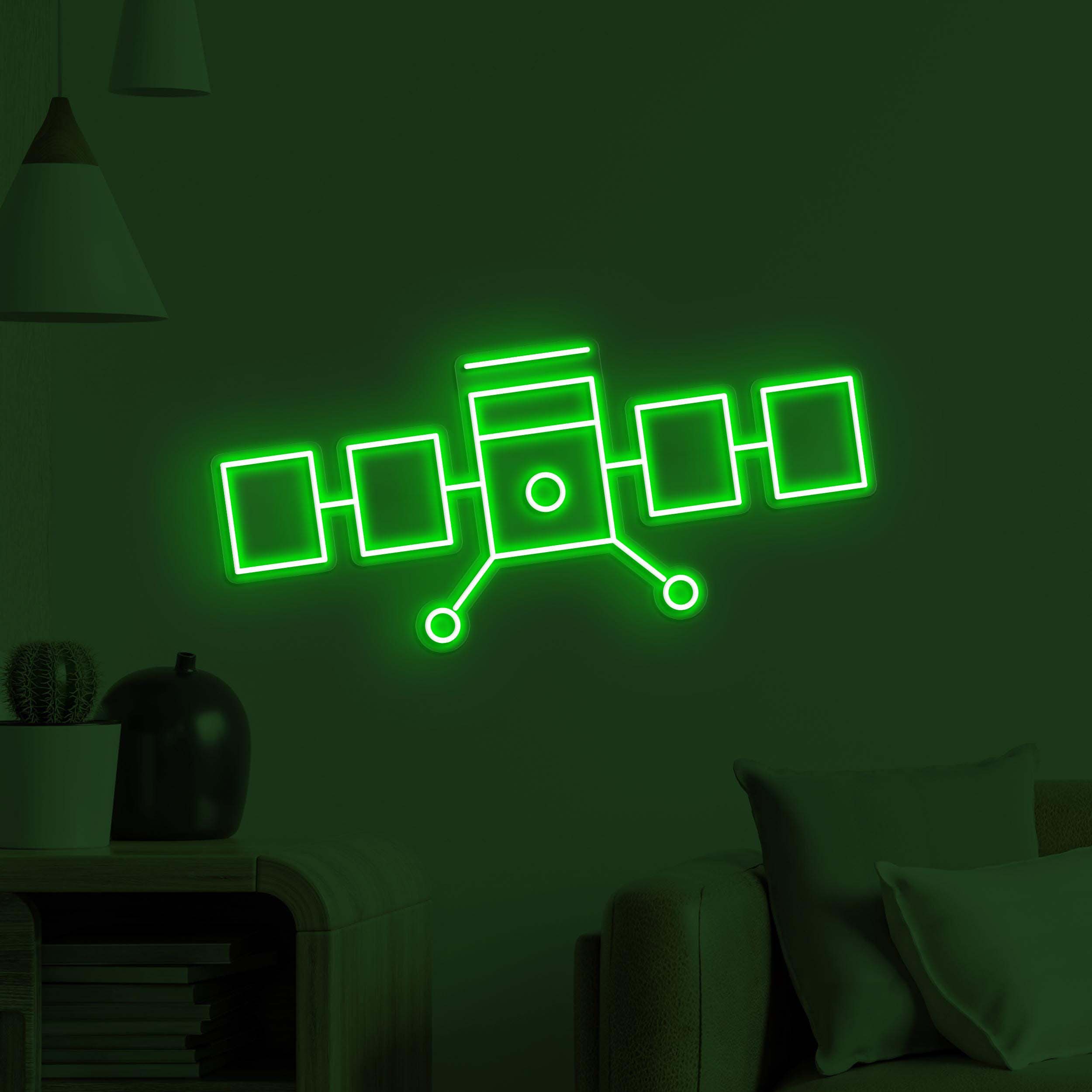 Satellite Neon Sign, Satellite LED Light, Space Satellite Wall Decor, Home Wall Art, Planet Neon Decor, Cafe and Bar Neon Light, Custom Sign