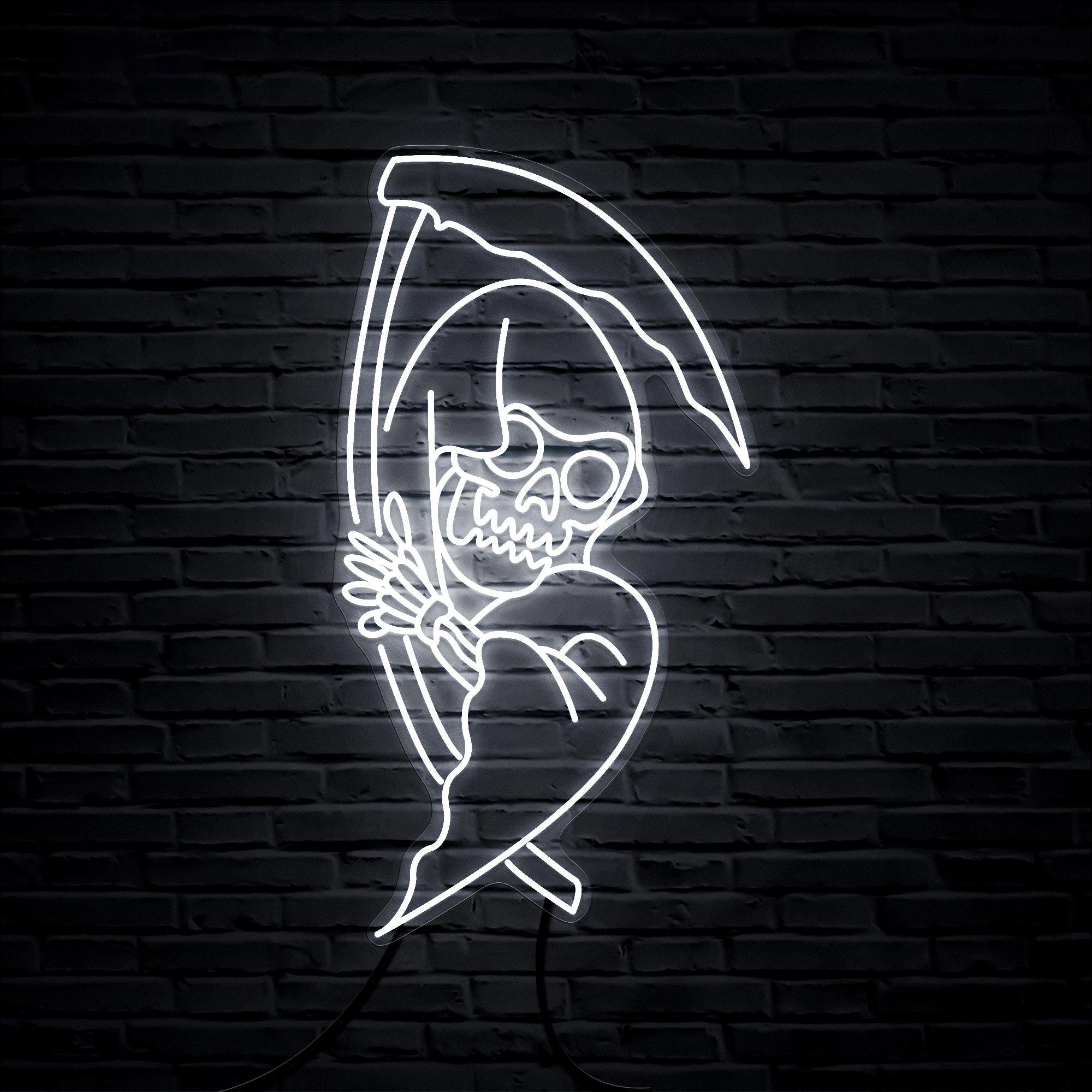 Grim Reaper Neon Sign, Grim Reaper LED Light, Skull Wall Decor, Skull Halloween Decor, Halloween Party Sign, Spooky Decor, Horror House Art