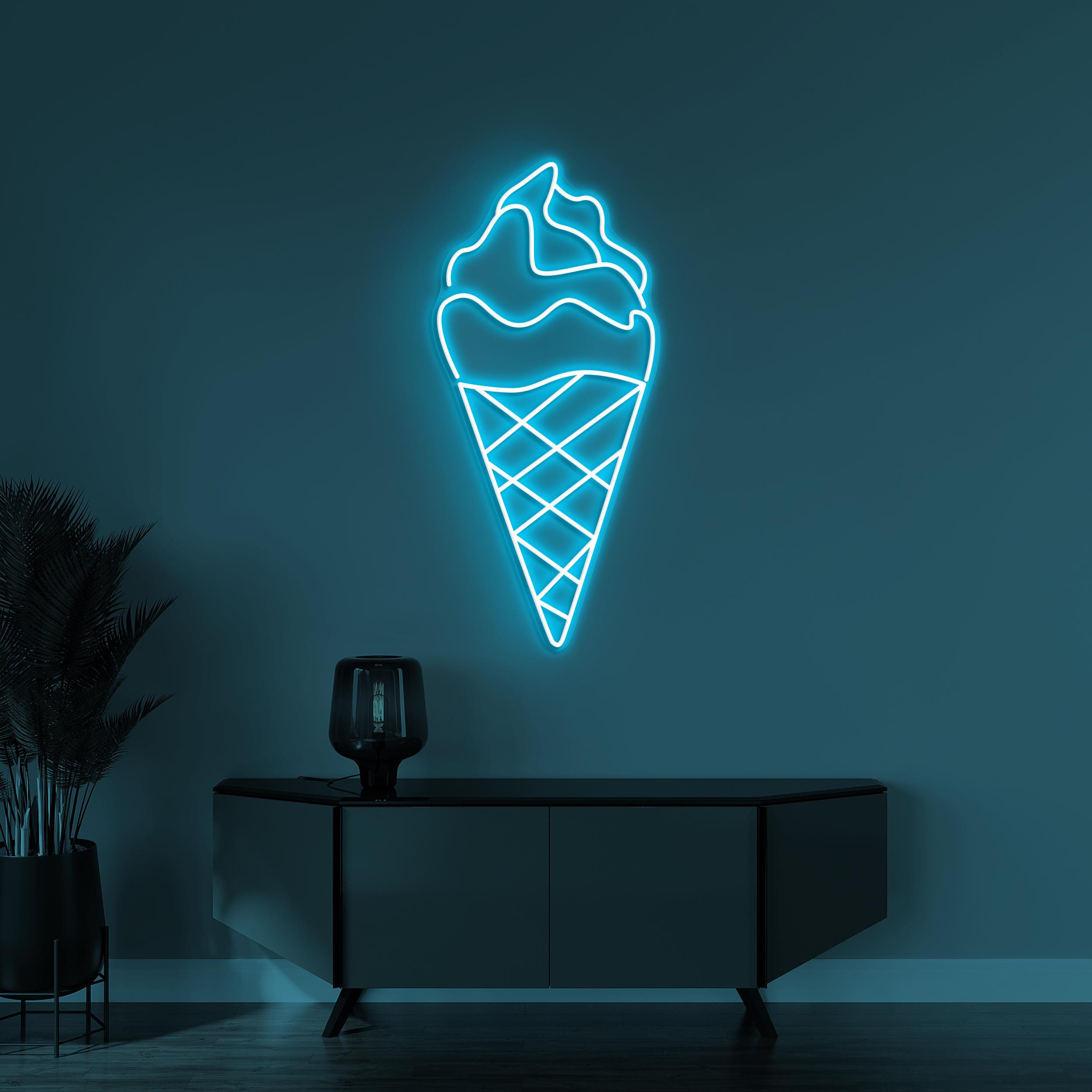Cone Ice Cream Neon Sign, Cone Ice Cream LED Light, Dessert Spot Wall Art, Ice Cream Shop Wall Decor, Cafe, Bar & Cold Corner Neon Light