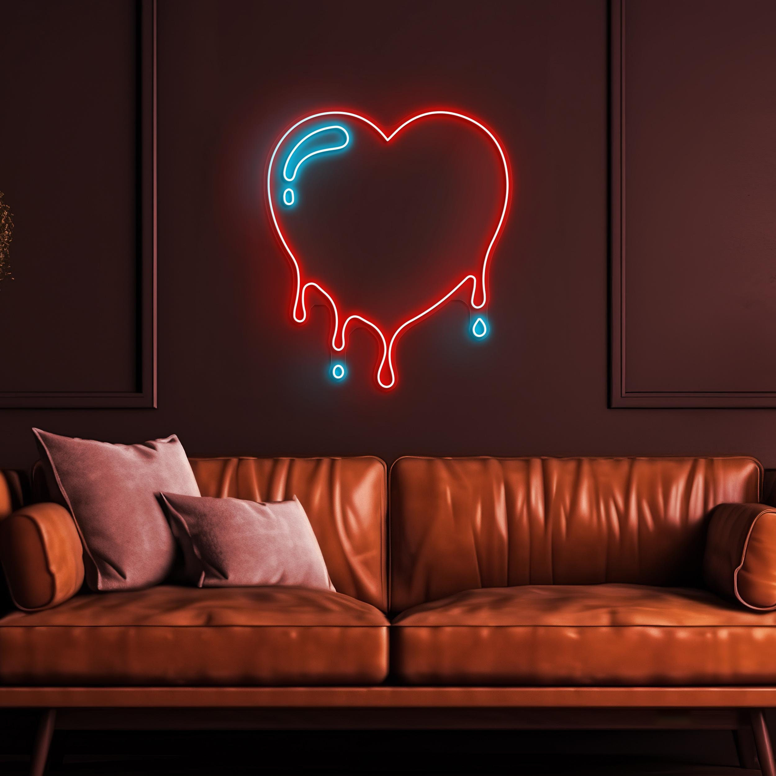 Melting Heart Neon Sign, Melting Heart Light, Heart Wall Decor, Couple Room Wall Art, Romantic Gift, Wedding Party Decor, Led Heart Art