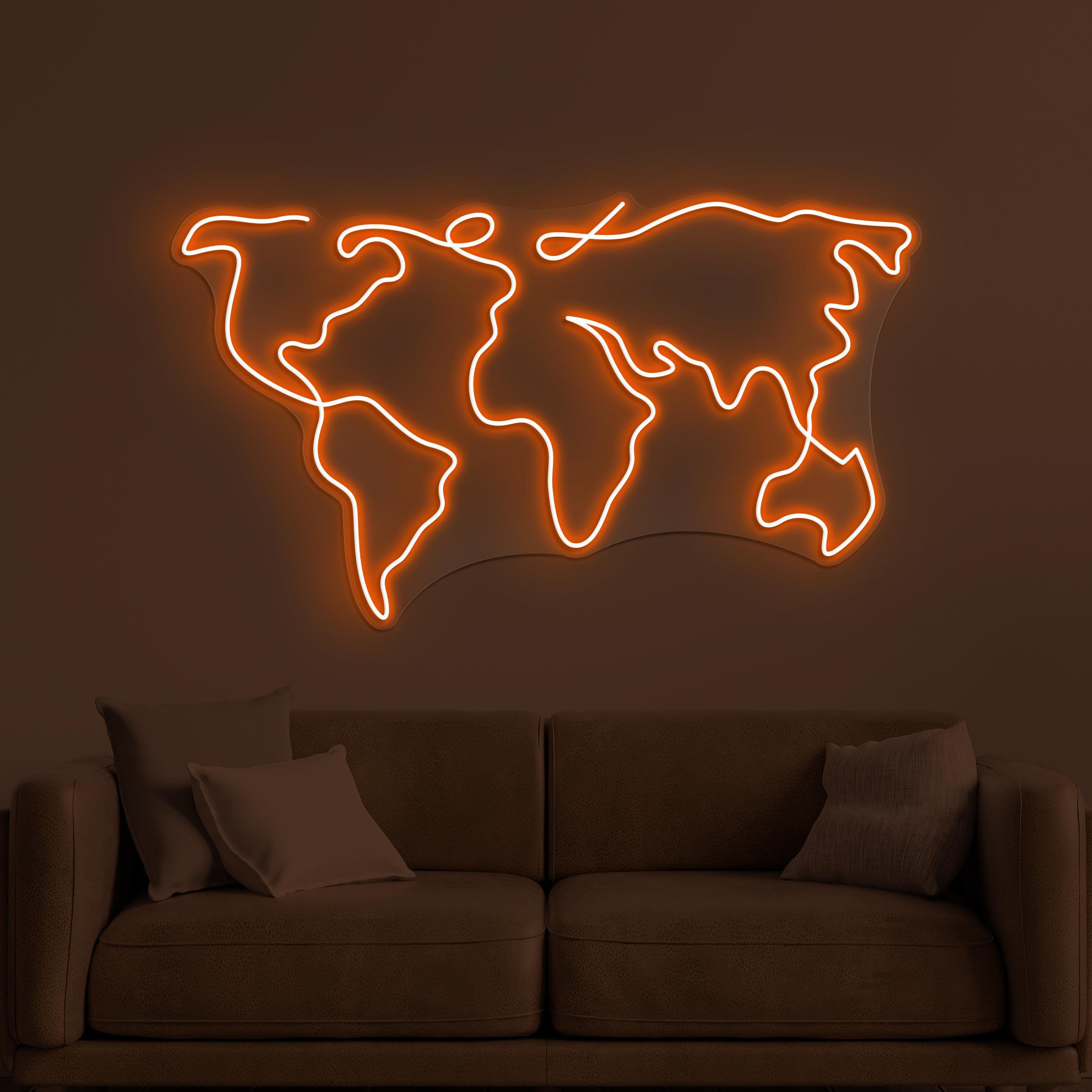World Map Neon Sign, World Map LED Light, Office Wall Decor, Travel Agency Wall Art, Adventure Neon Light, Global Wall Art, World Led Sign
