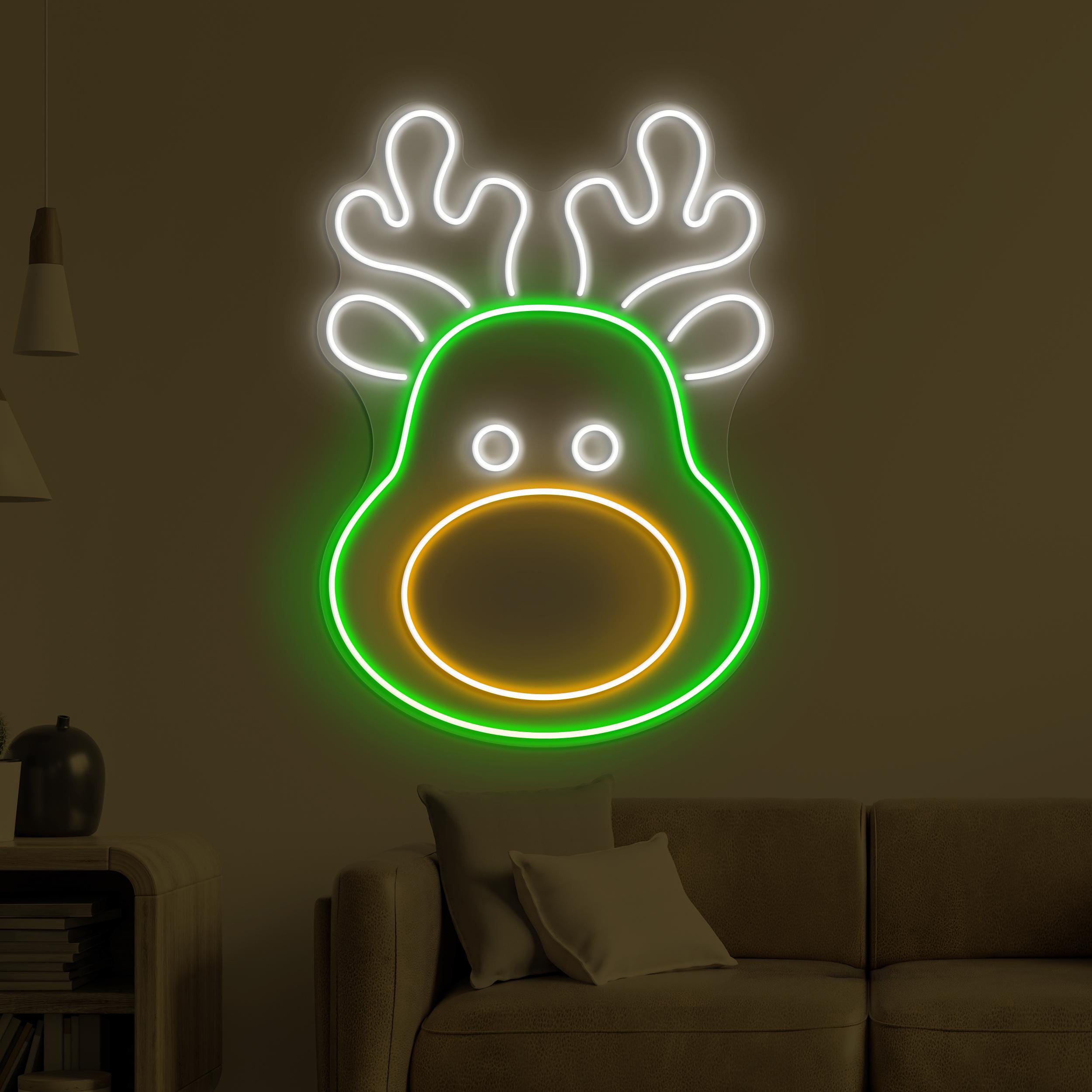 Reindeer Neon Sign, Reindeer LED Light, Deer Head Wall Decor, Animal Shop Wall Art, Christmas Home Decor, Zoo Neon Light, Party Wall Art