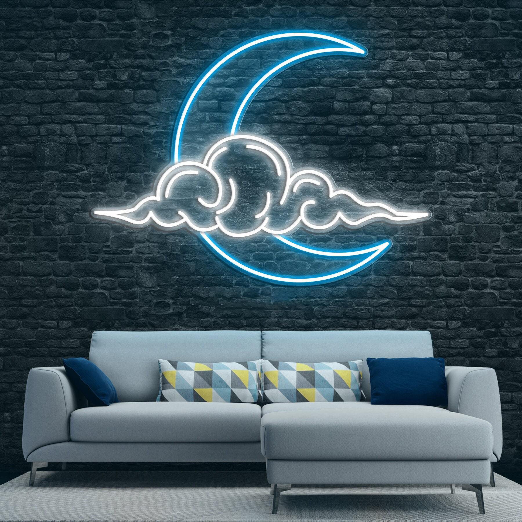 Cloud Moon LED Neon Light, Moon Night Light, Moon Cloud Neon Sign for Bedroom, Nursery, Wedding and home decor, Moon Night Sky Neon Light