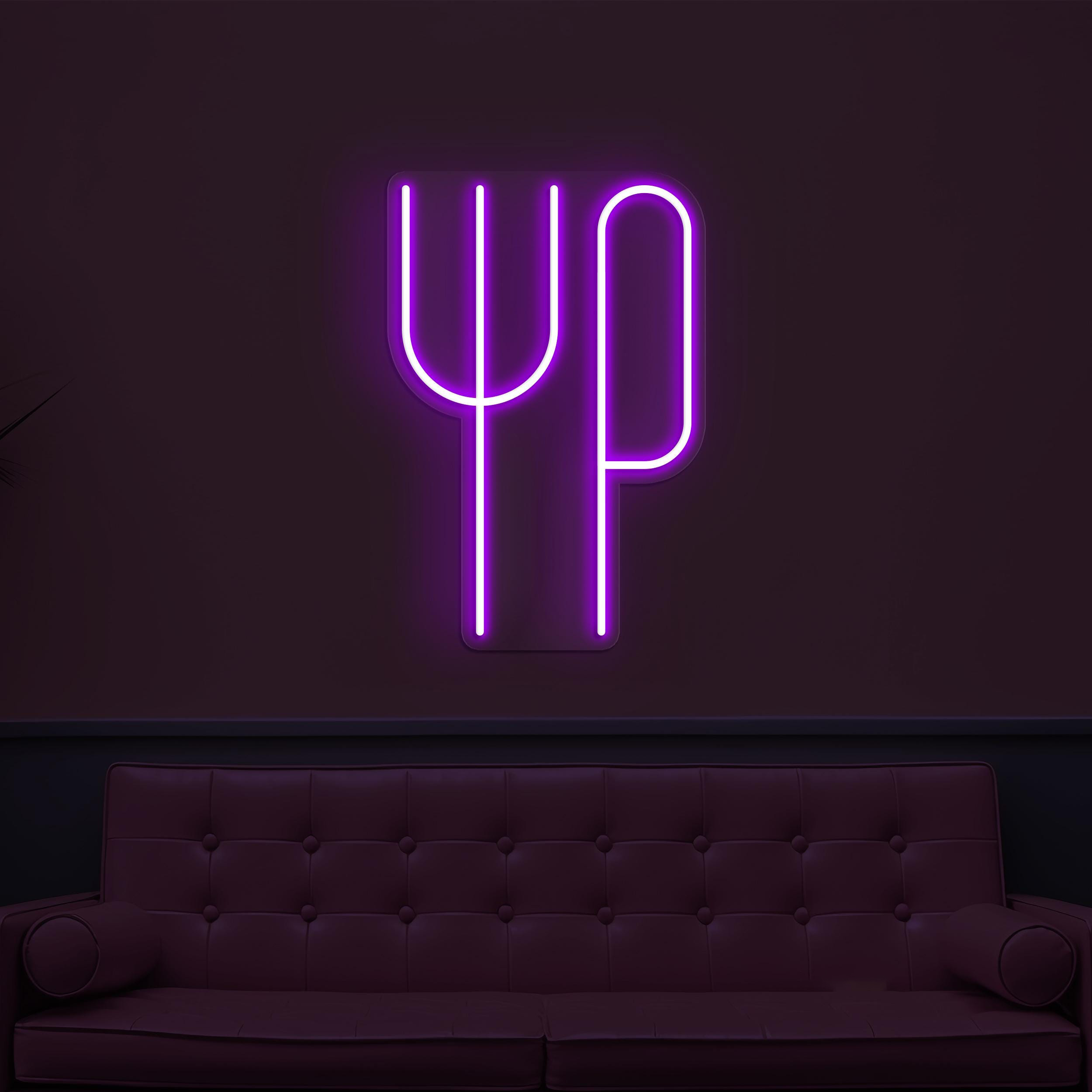 Fork and Knife Neon Sign, Fork-Knife LED Light, Stylish Fork & Knife Wall Decor, Cafe, Bar Wall Art, Restaurants Neon Sign, Foodie Love Art