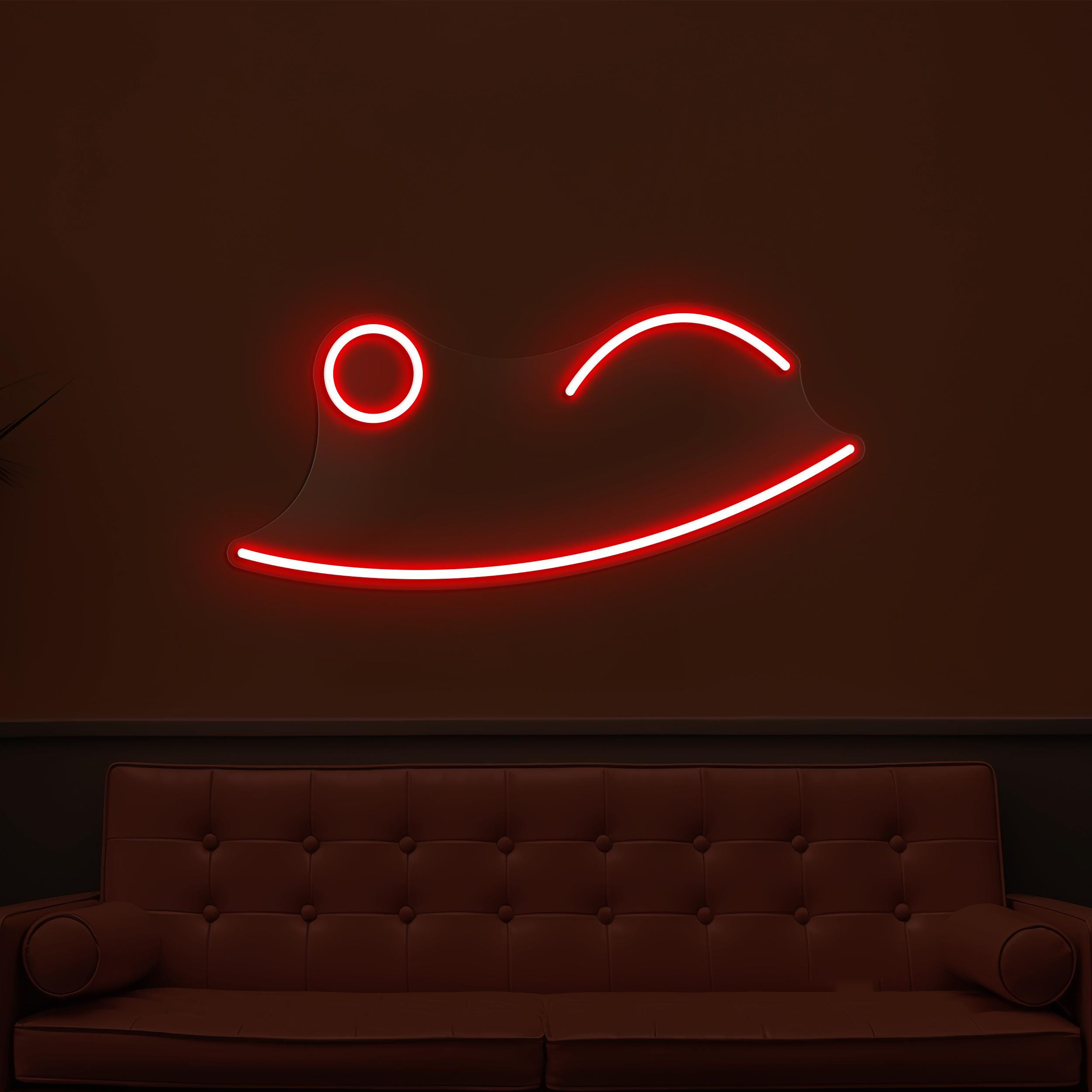 Wink Face Neon Sign, Wink Face LED Light, Winking Emoji Wall Decor, Playful Face Wall Art, Nursery Room Neon Light, Home, Cafe & Bar Decor
