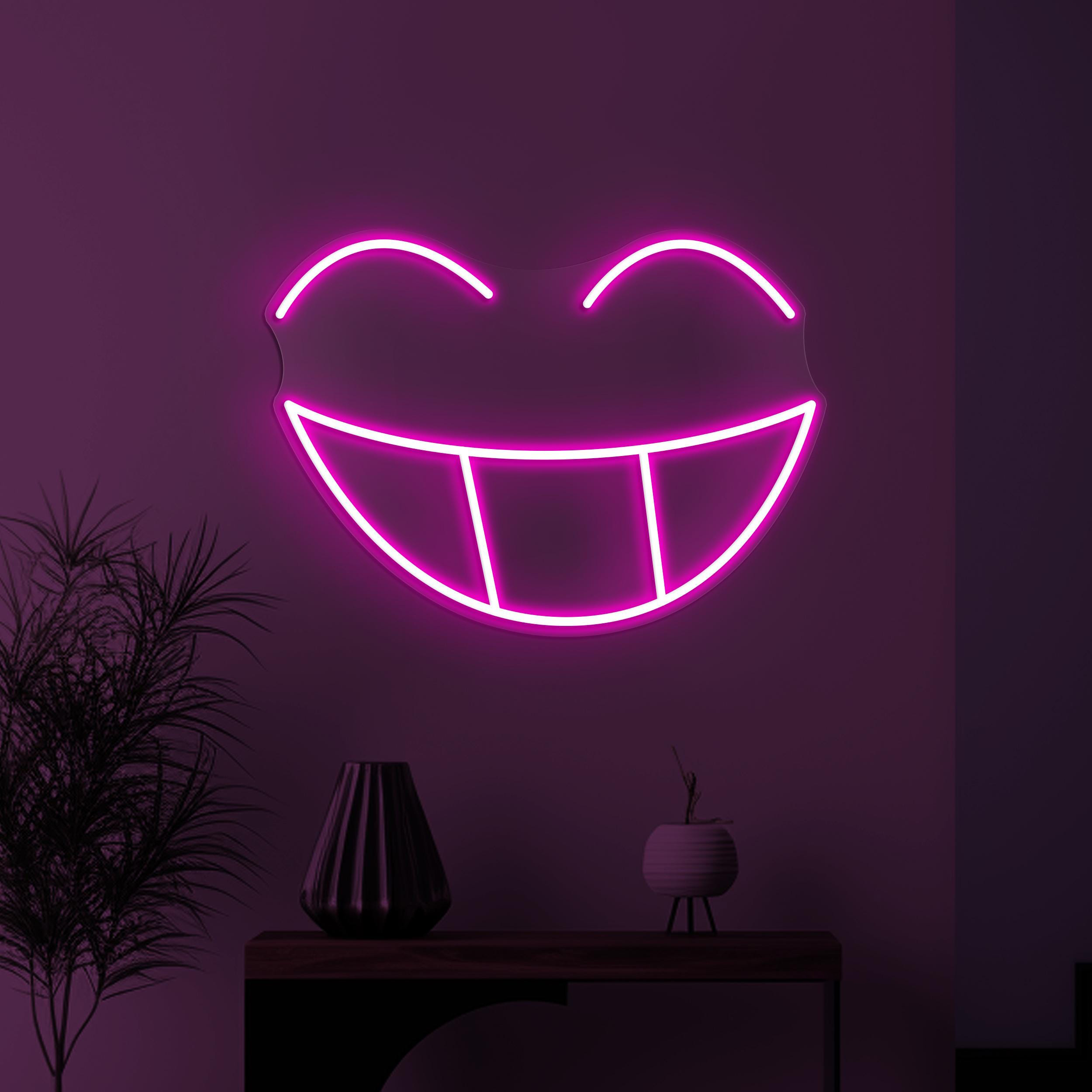 Smiley Face Neon Sign, Smiley Face Emoji LED Light, Big Smile LED Neon Art, Happy Face Wall Decor, Kids Room & Party Decor, Home Wall Art